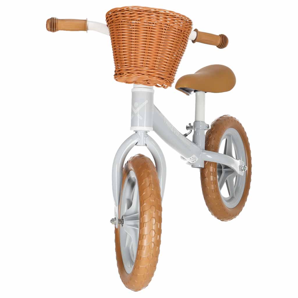 Balansinis dviratukas su krepšeliu ir reguliuojamu balneliu, rudas, 78 cm 3