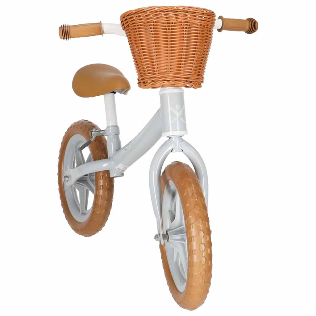 Balansinis dviratukas su krepšeliu ir reguliuojamu balneliu, rudas, 78 cm 2
