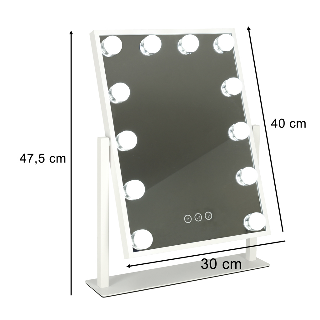 Led makiažo veidrodis su usb ir lemputėmis 30x40cm