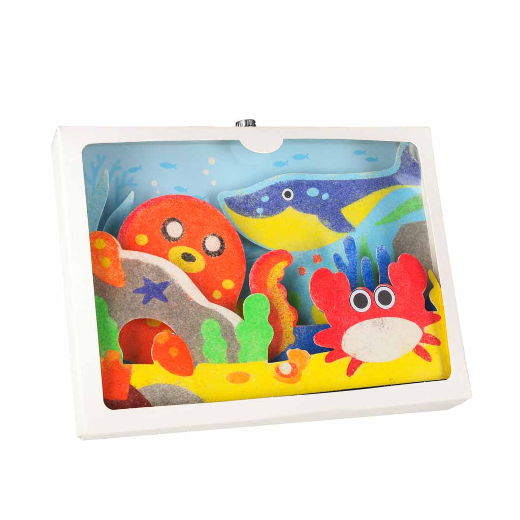 Smėlio tapybos rinkinys „Jūros gyvūnai“ 3D su LED apšvietimu, 20 × 15 × 8 cm