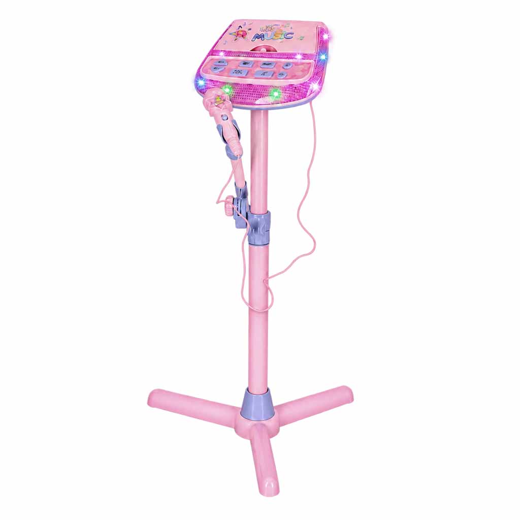Karaokės mikrofonas ant stovo su garso efektais, rožinis ir violetinis, 85–93 cm 2