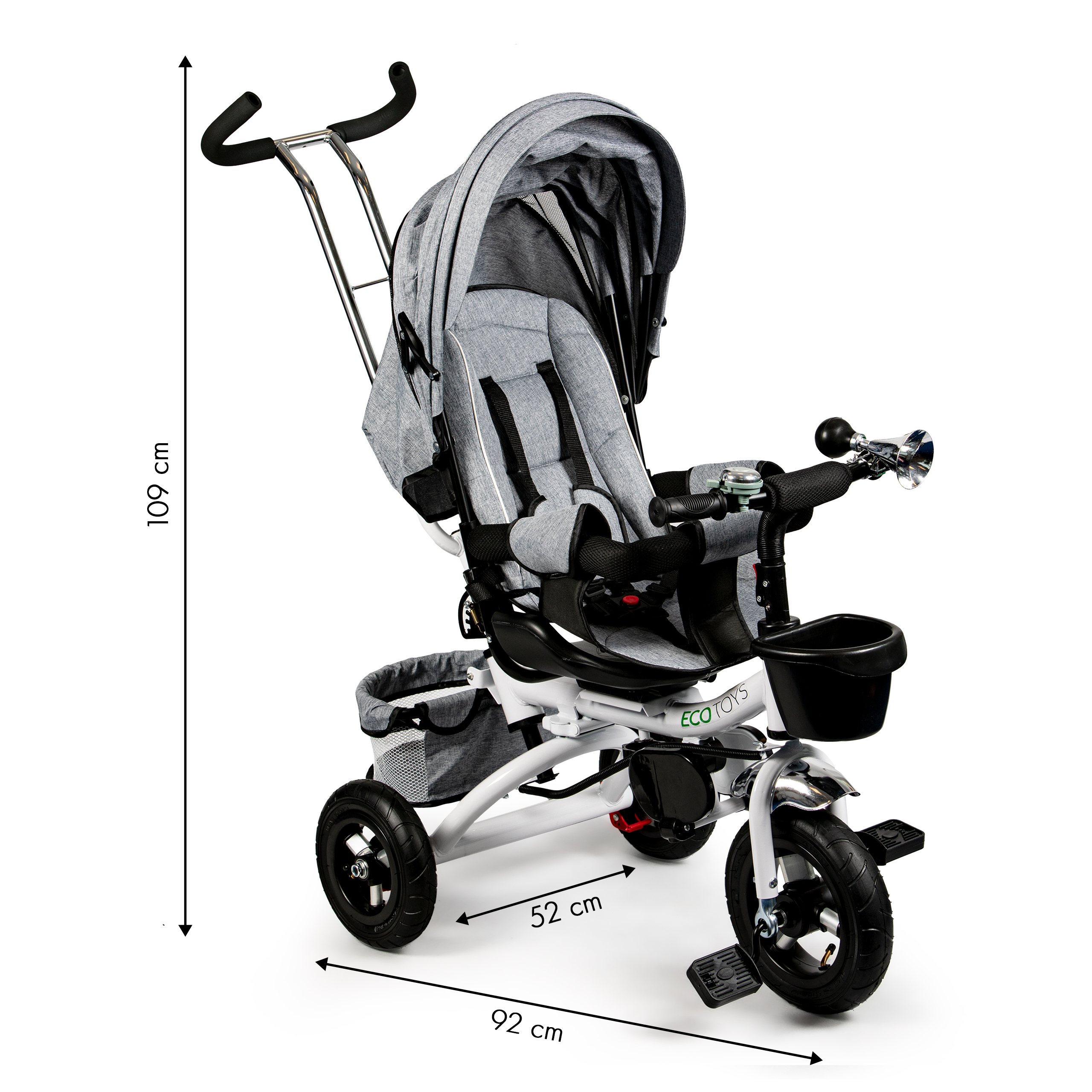 Triratis dviratis su pasukama sėdyne ecotoys