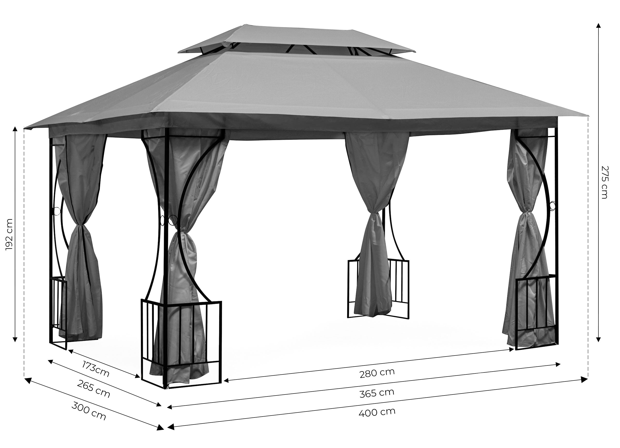 Elegantiška pavėsinė su tinkleliu nuo uodų 3x4 m