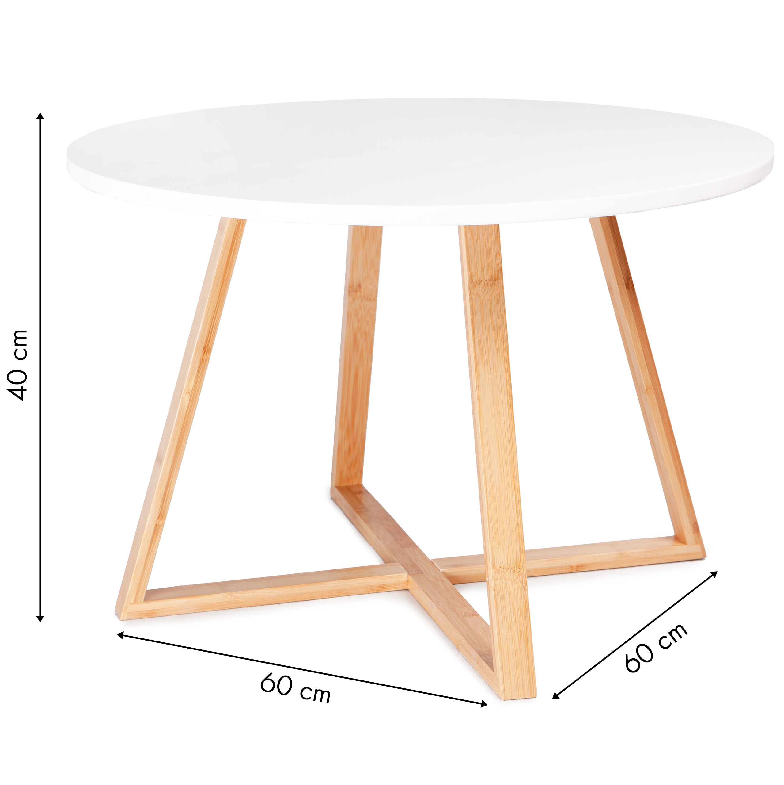 Modernus skandinaviško stiliaus kavos staliukas, 60 cm, bambuko kojos