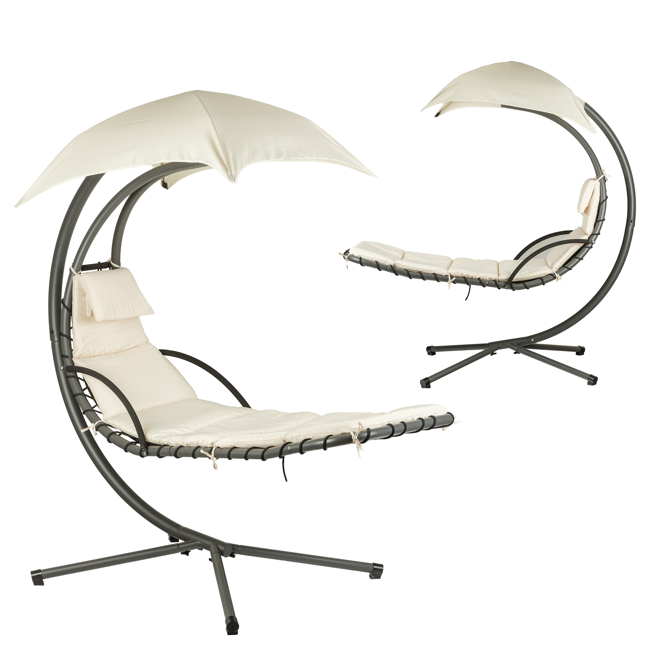 Pakabinamas sodo gultas modernhome, 190x114x210 cm, smėlio spalvos