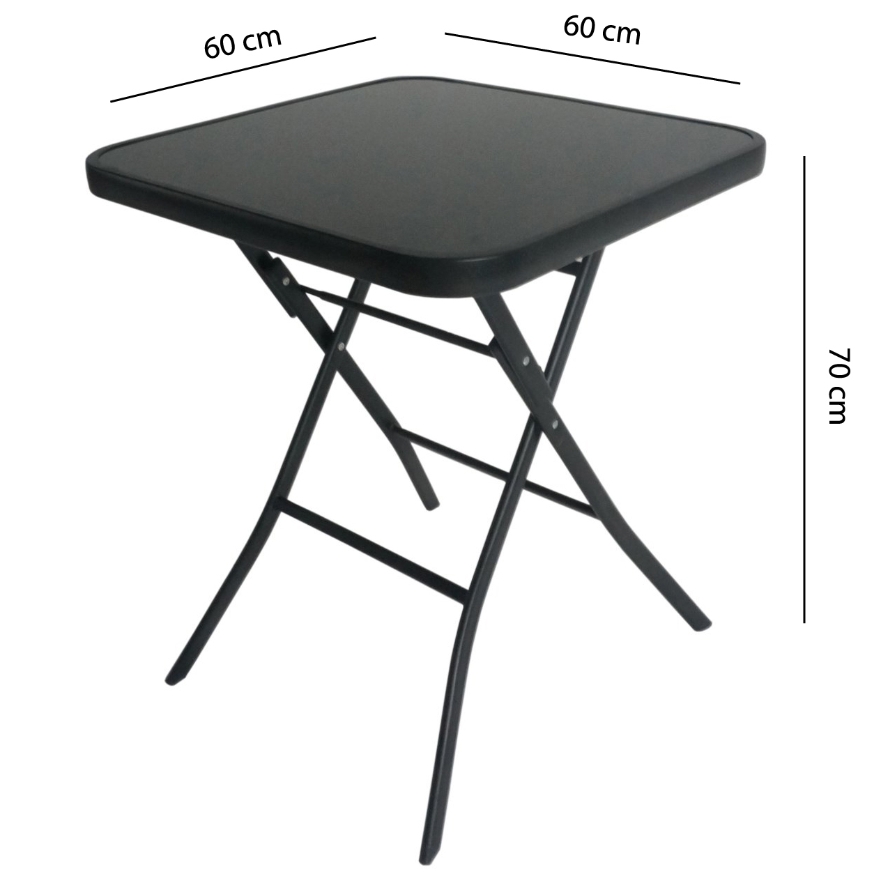 Sulankstomas sodo stalas, 60x60x70 cm, pilkas