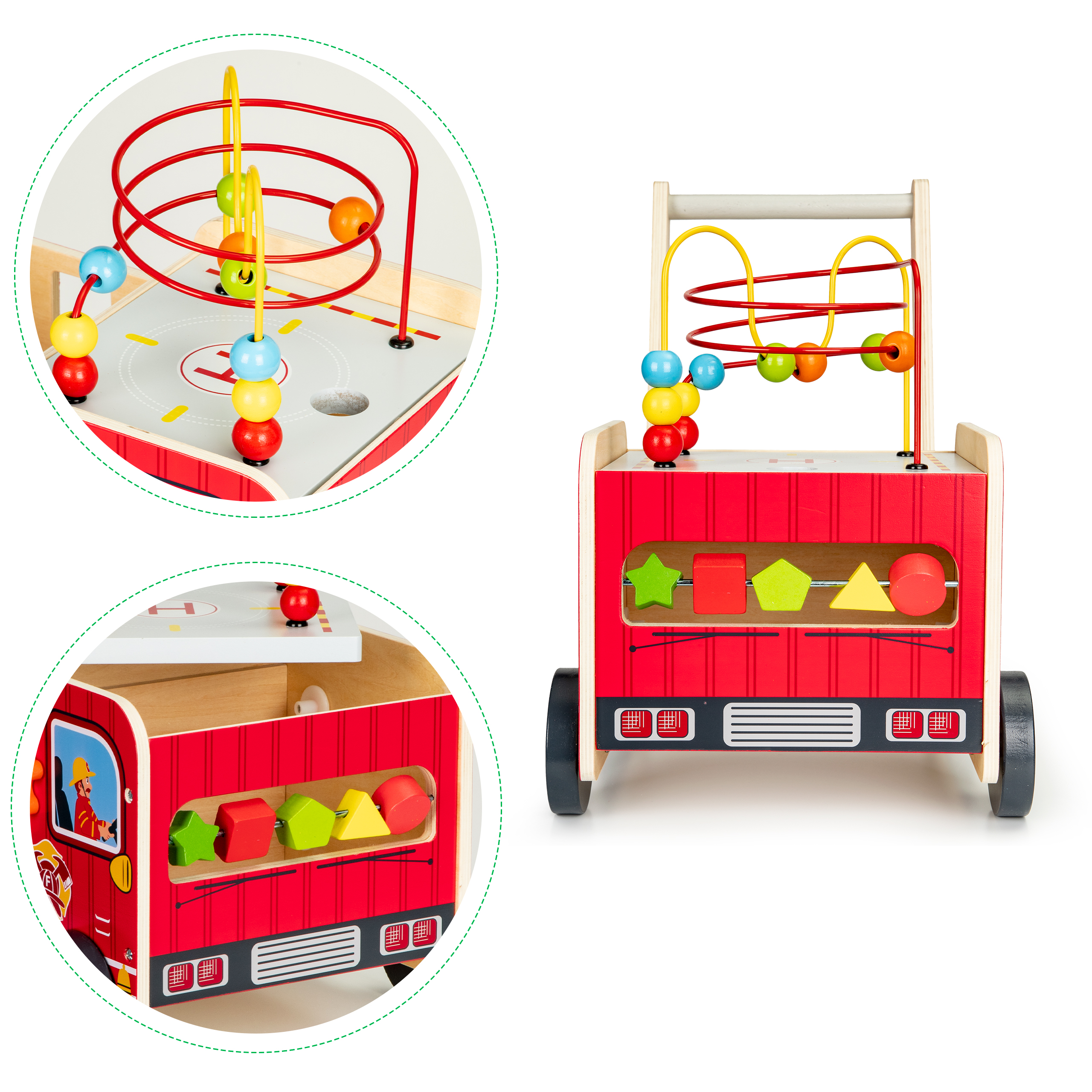 Medinis stumdukas-veiklos centras Gaisrinė mašina Ecotoys, TL09025