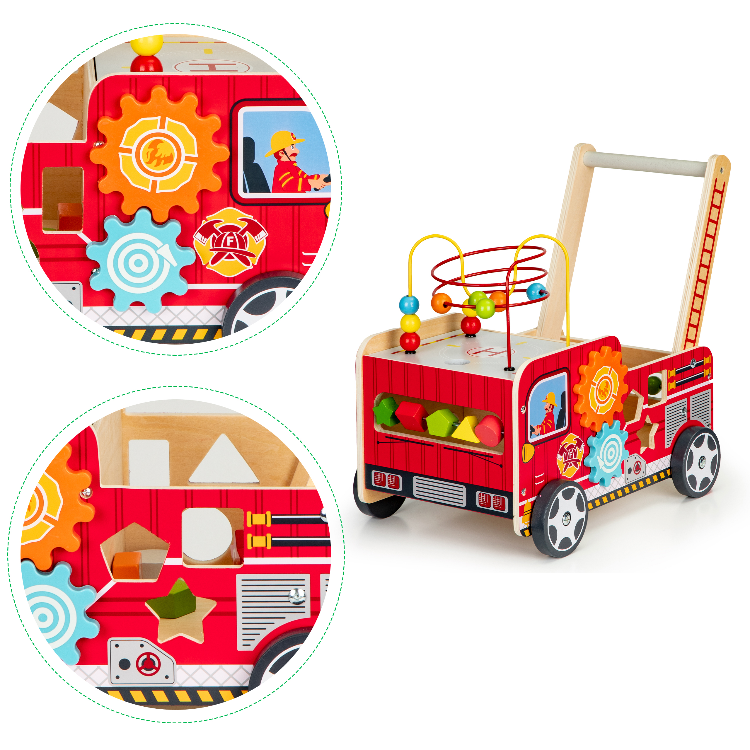 Medinis stumdukas-veiklos centras Gaisrinė mašina Ecotoys, TL09025