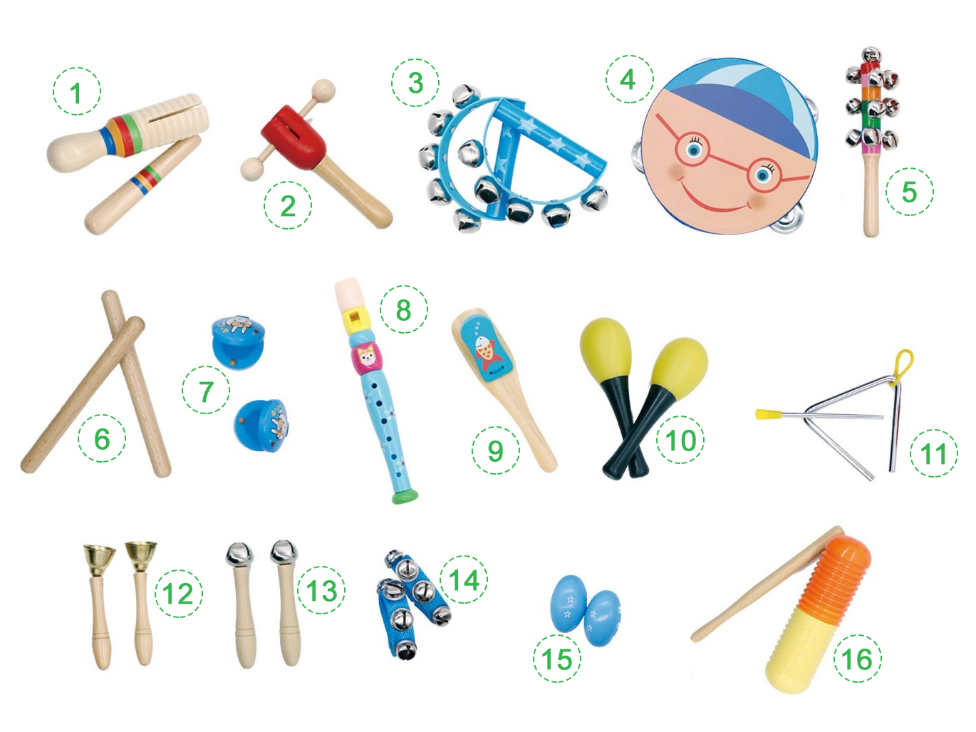 Muzikos Rinkinys 16 Instrumentų + „Ecotoys“ Krepšys