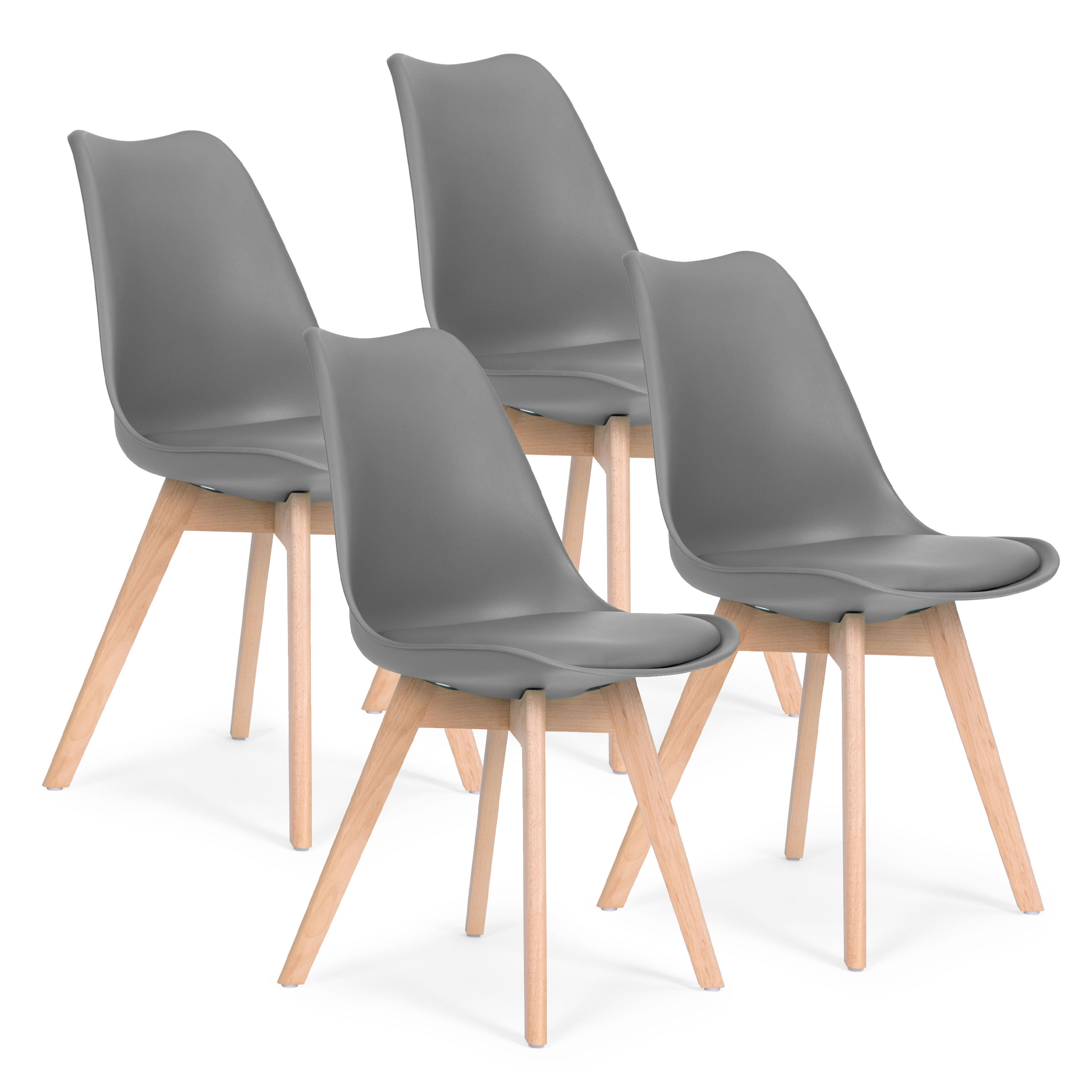 4 kėdžių komplektas ModernHome PC-003, tamsiai pilkas/rudas