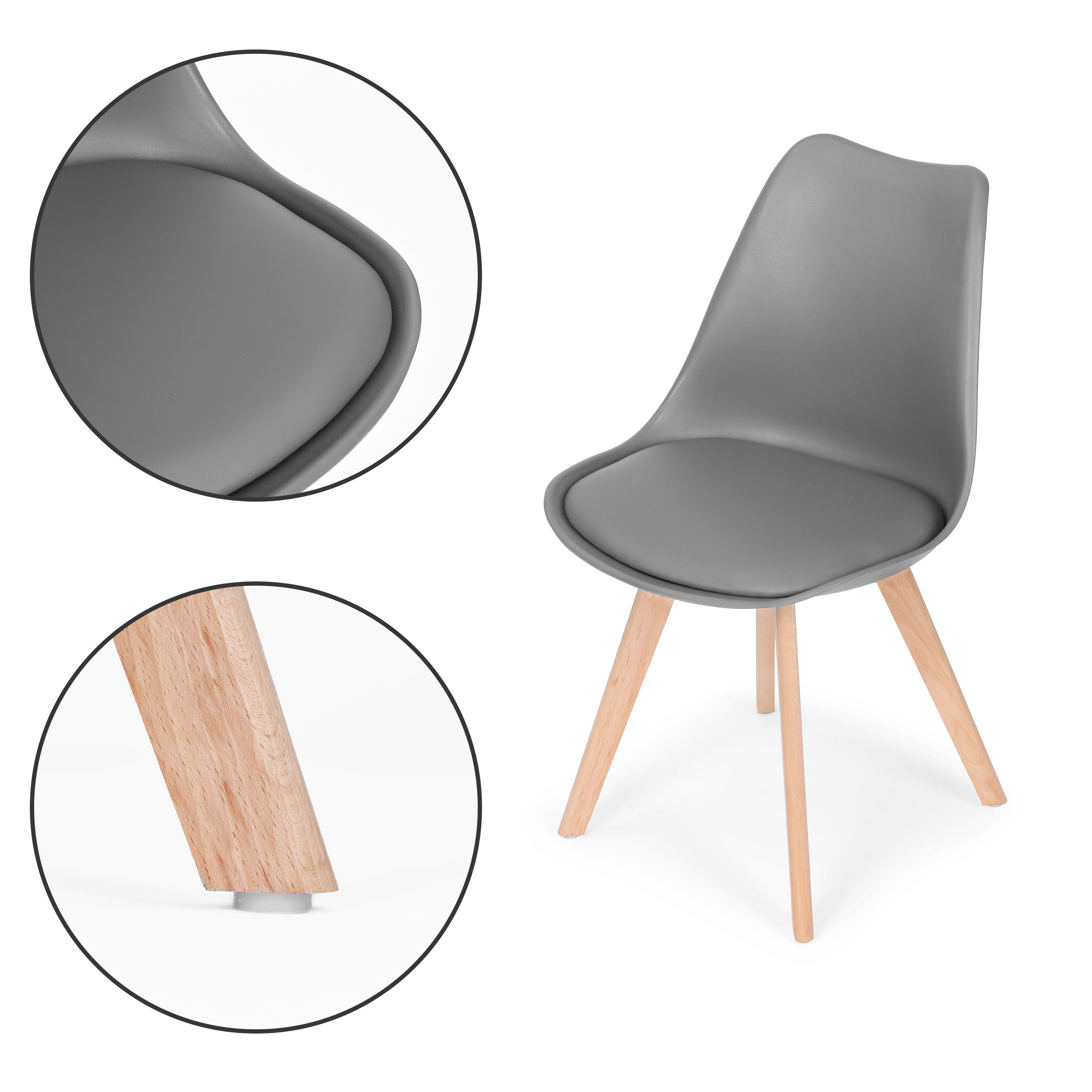 4 kėdžių komplektas ModernHome PC-003, tamsiai pilkas/rudas