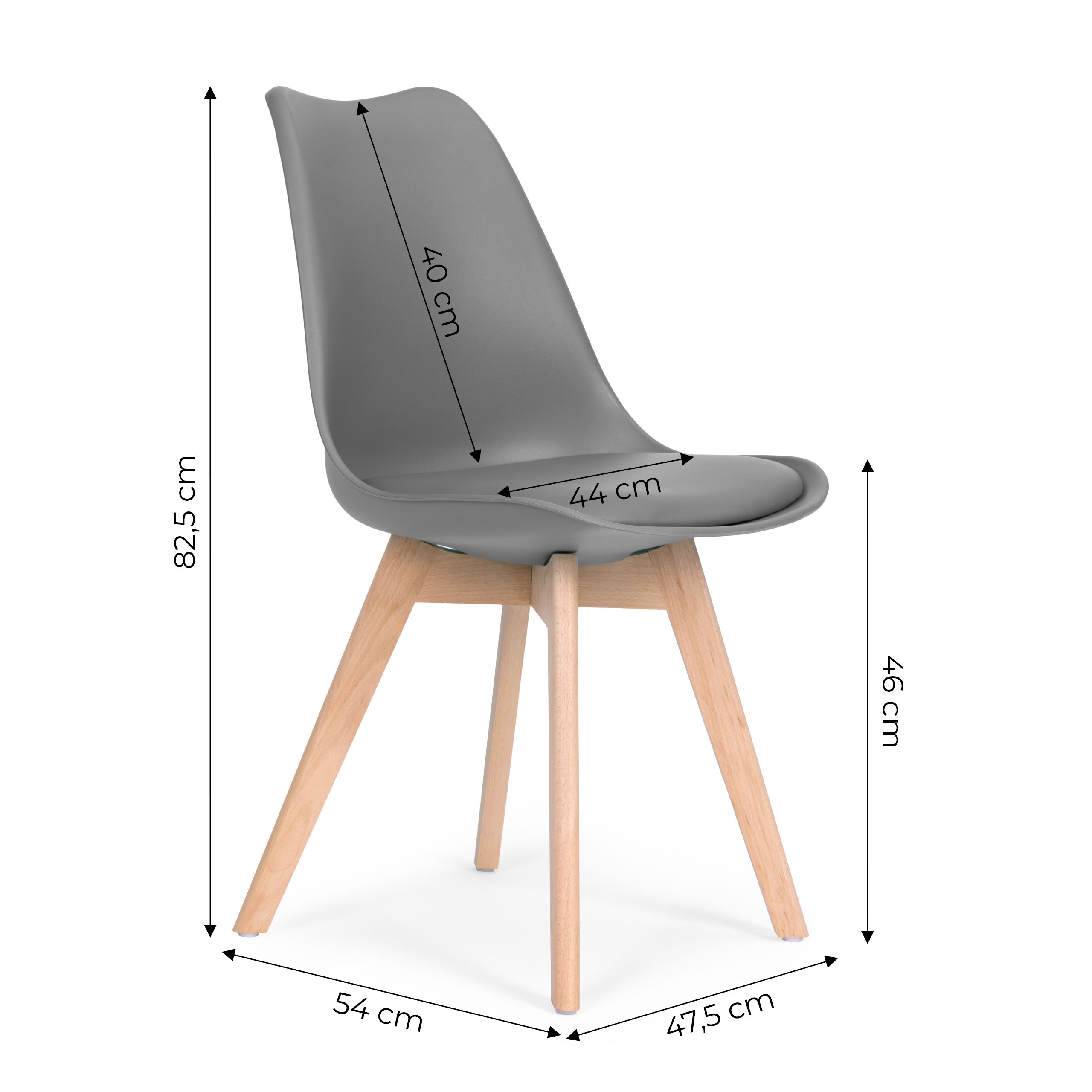4 kėdžių komplektas ModernHome PC-003, tamsiai pilkas/rudas