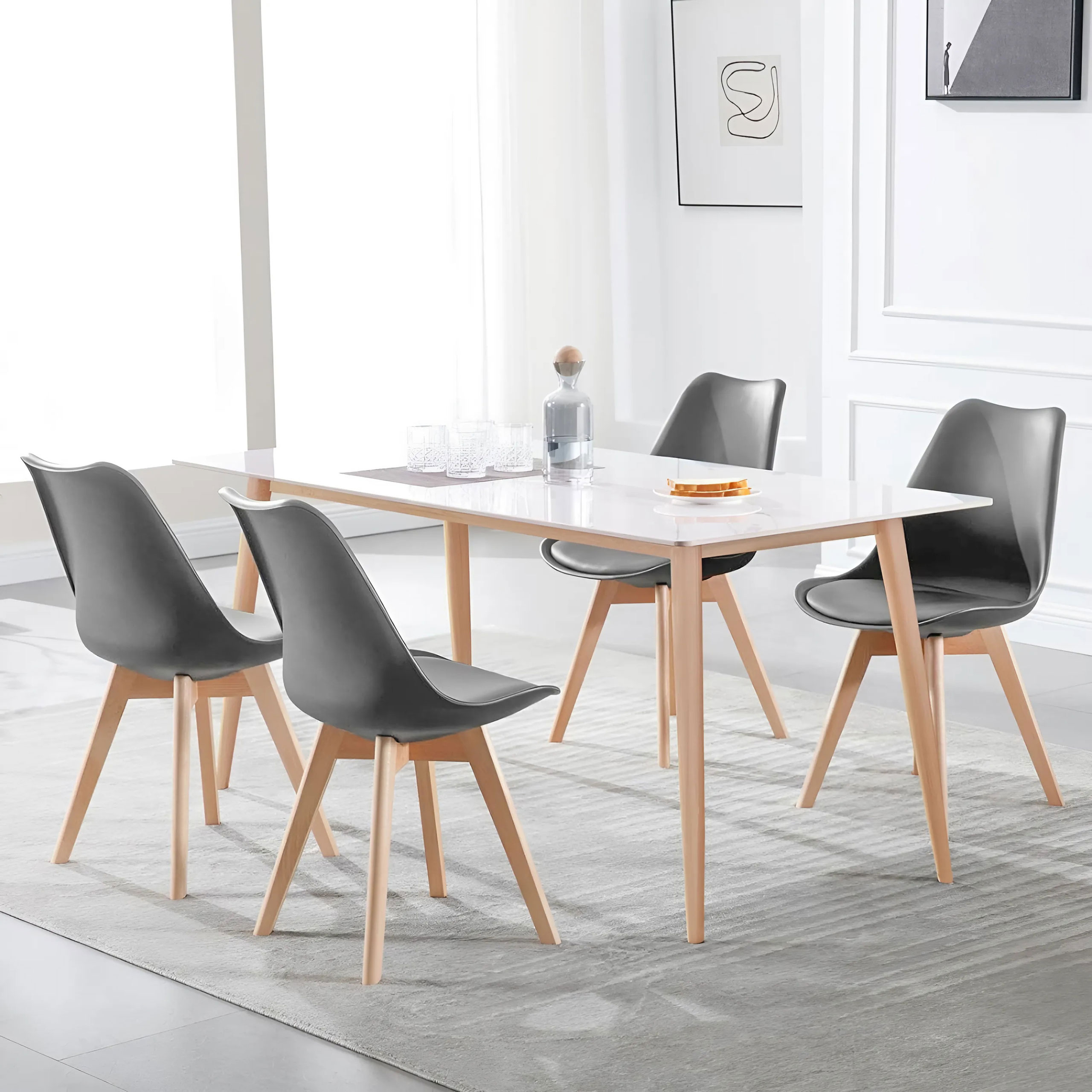 4 kėdžių komplektas ModernHome PC-003, tamsiai pilkas/rudas