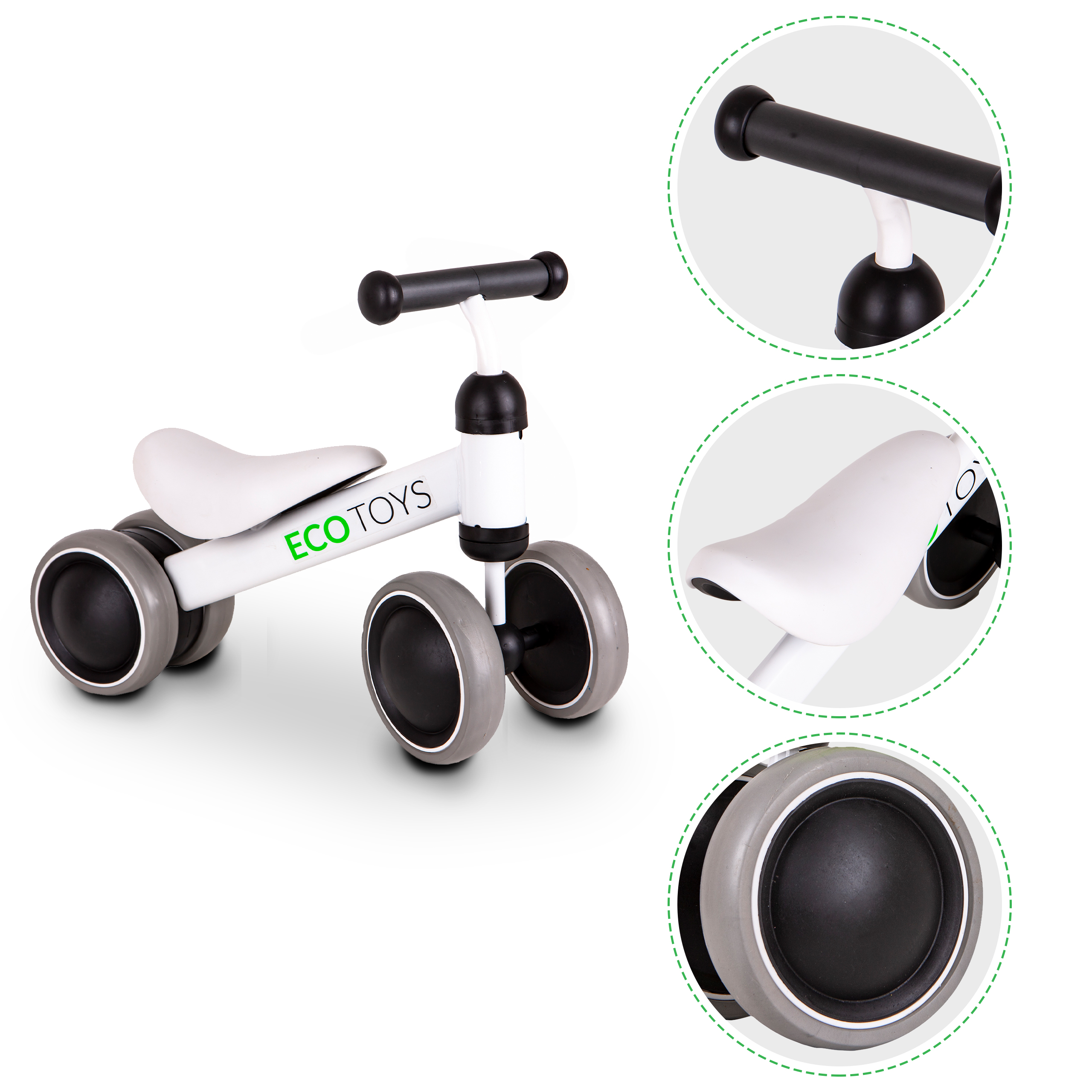 Balansinis mini dviratis Ecotoys, baltas