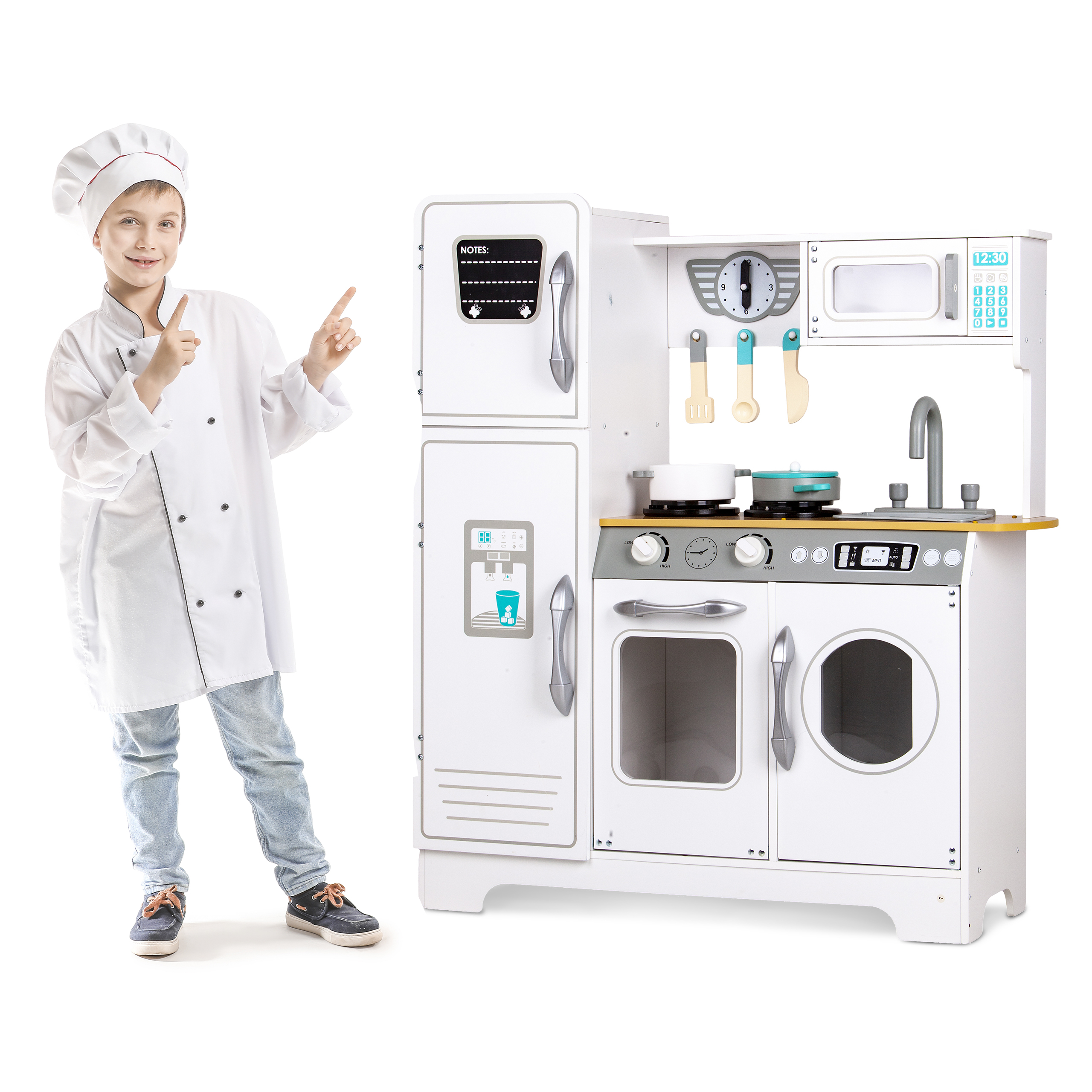 Didžiulė medinė vaikų virtuvė-balta ,Ecotoys
