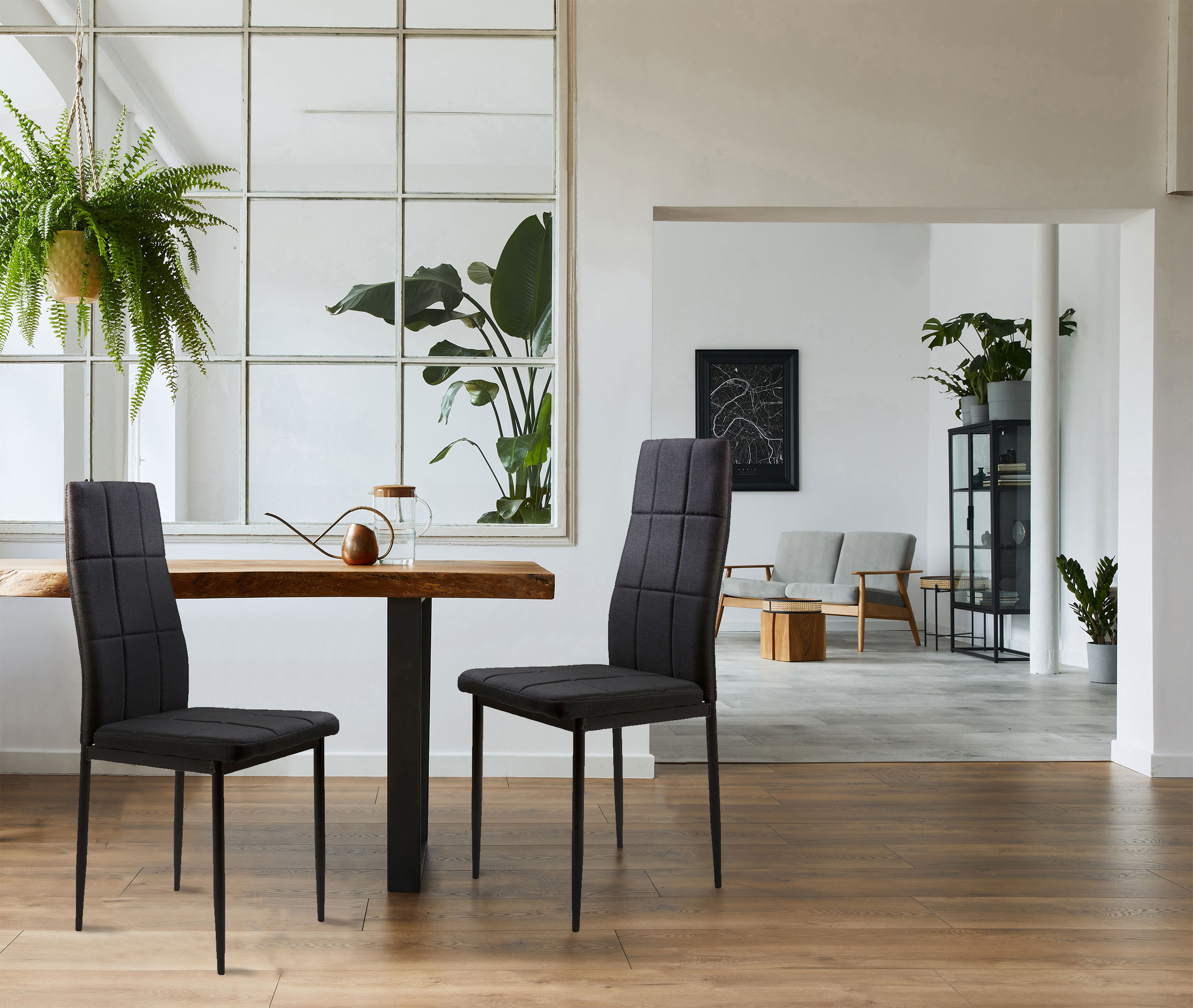 4-ių kėdžių komplektas modernhome, juodas