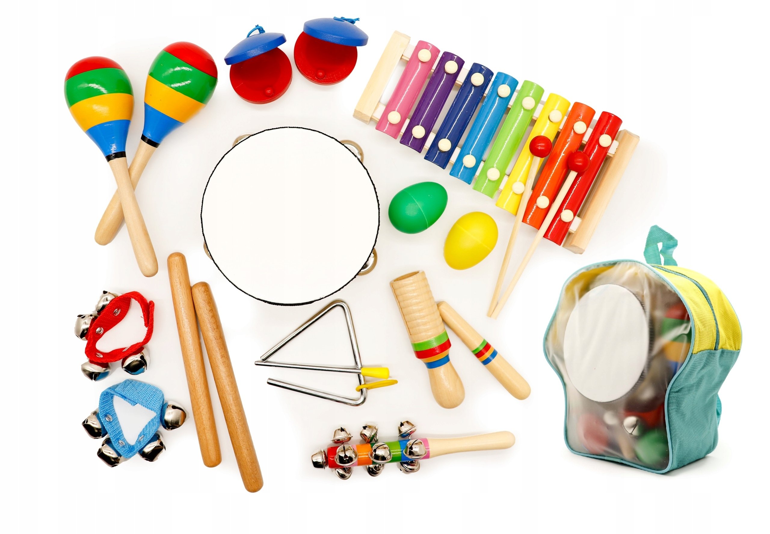 Muzikos rinkinys 10 instrumentų + kuprinė ecotoys