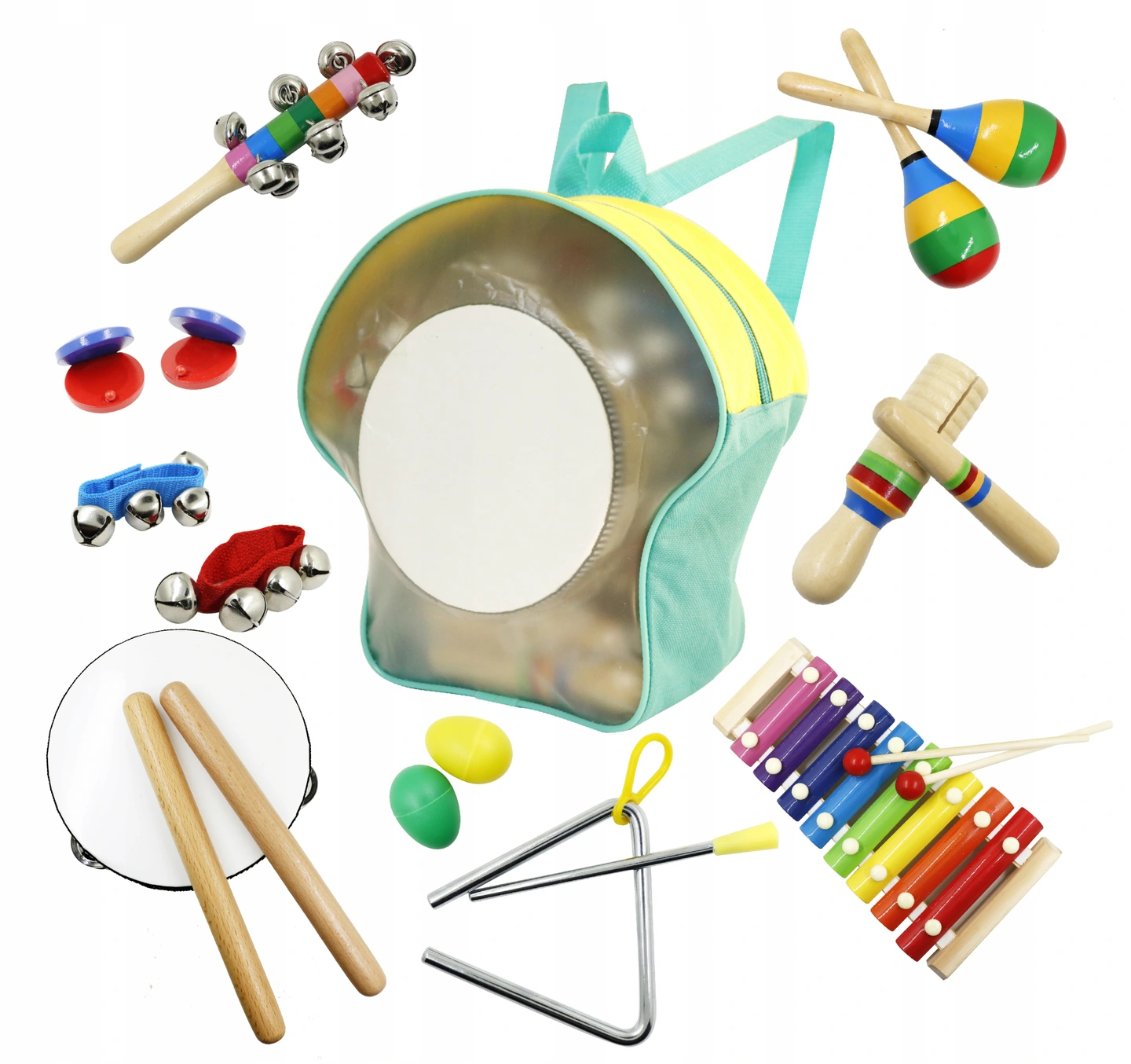 Muzikos rinkinys 10 instrumentų + kuprinė ecotoys