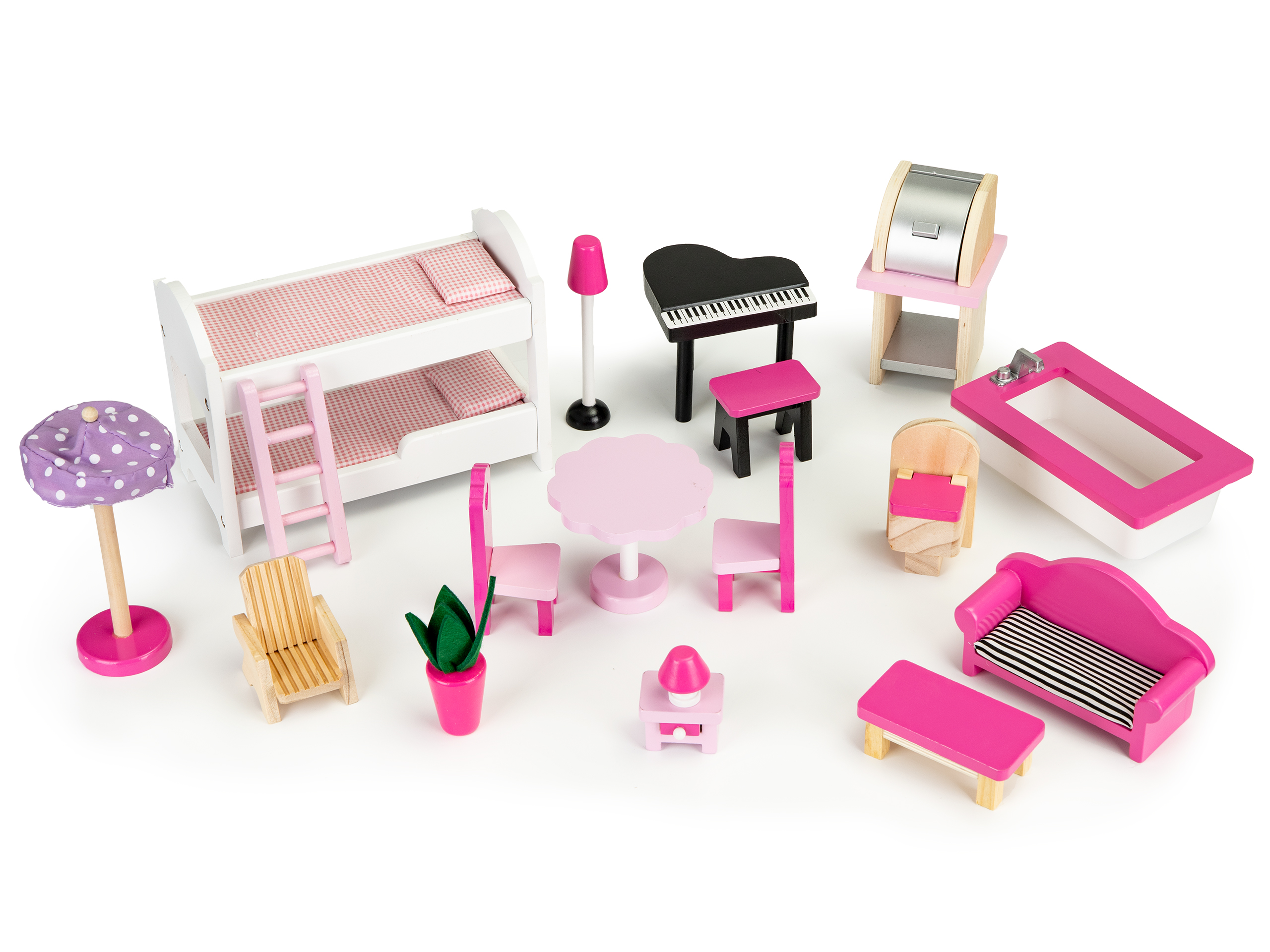 Medinis lėlių namelis su baldais ecotoys xxl