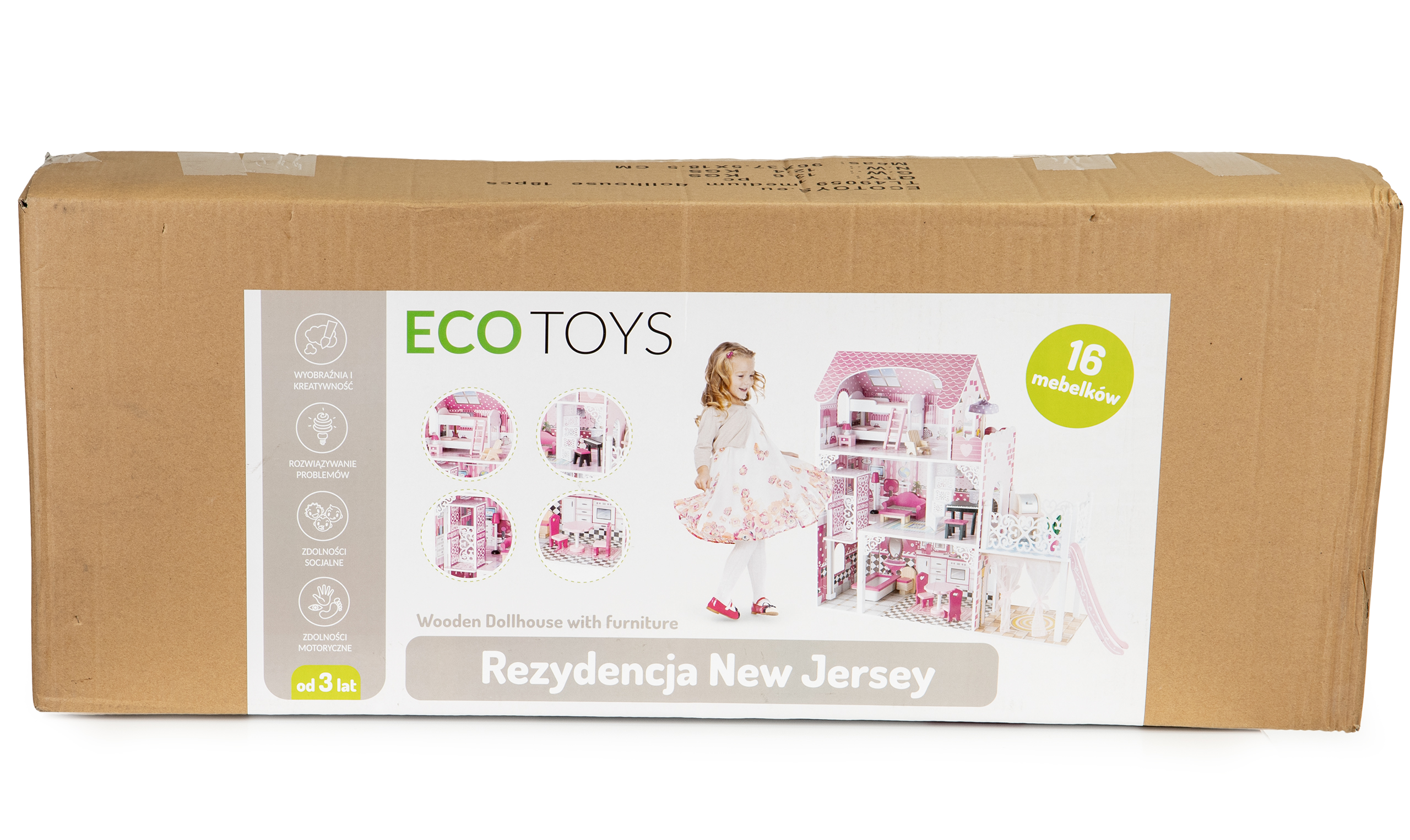 Medinis lėlių namelis su baldais ecotoys xxl
