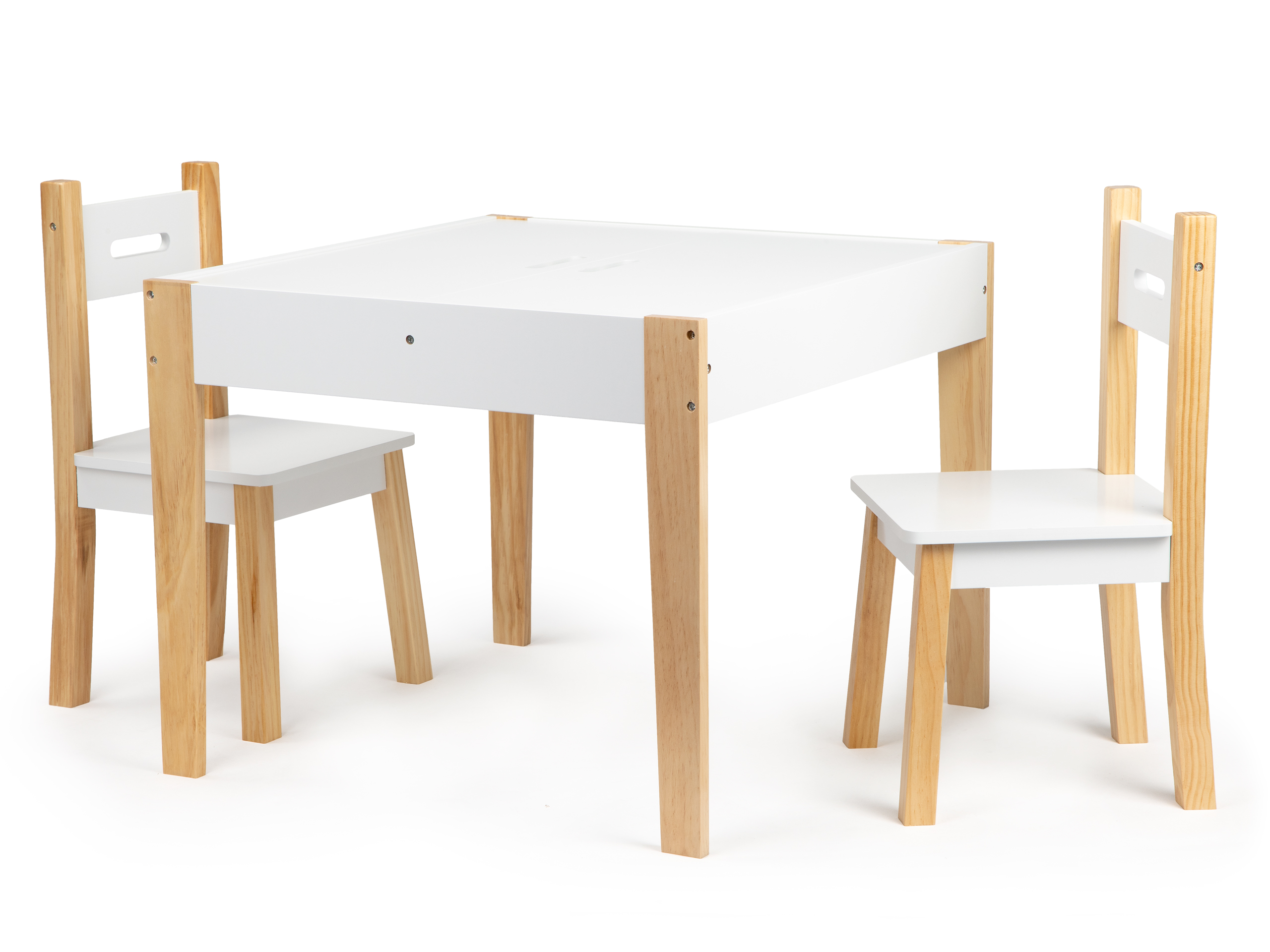 Vaikiškas kėdžių ir stalo komplektas Ecotoys, baltas