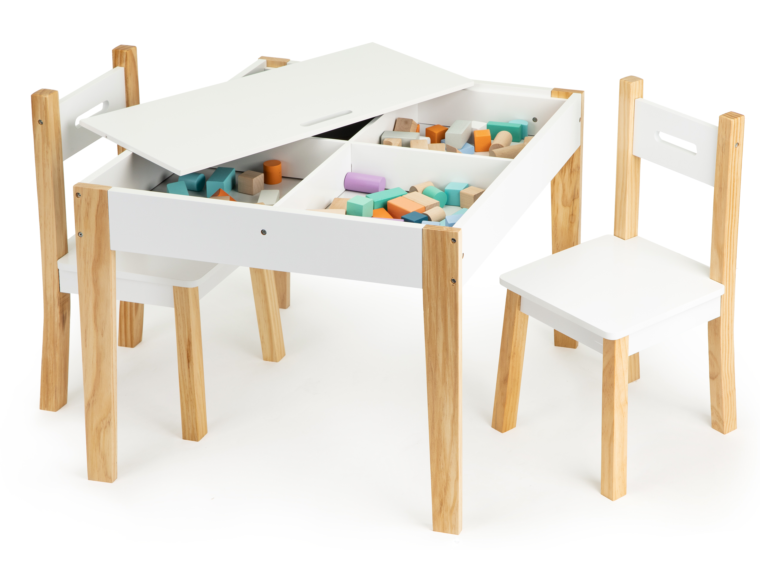 Vaikiškas kėdžių ir stalo komplektas Ecotoys, baltas