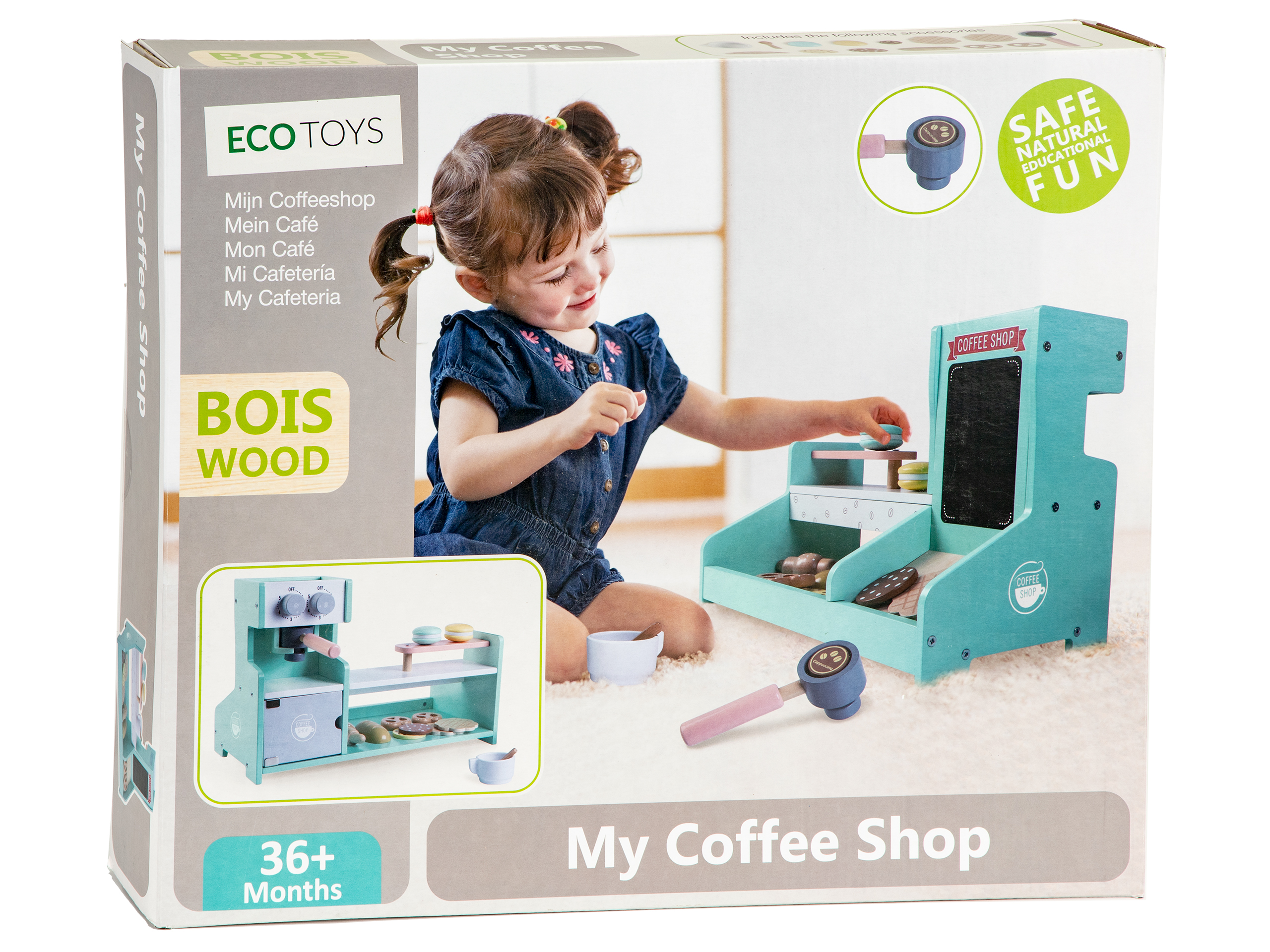 Vaikiška medinė virtuvėlė + kavinė + konditerijos parduotuvėlė Ecotoys
