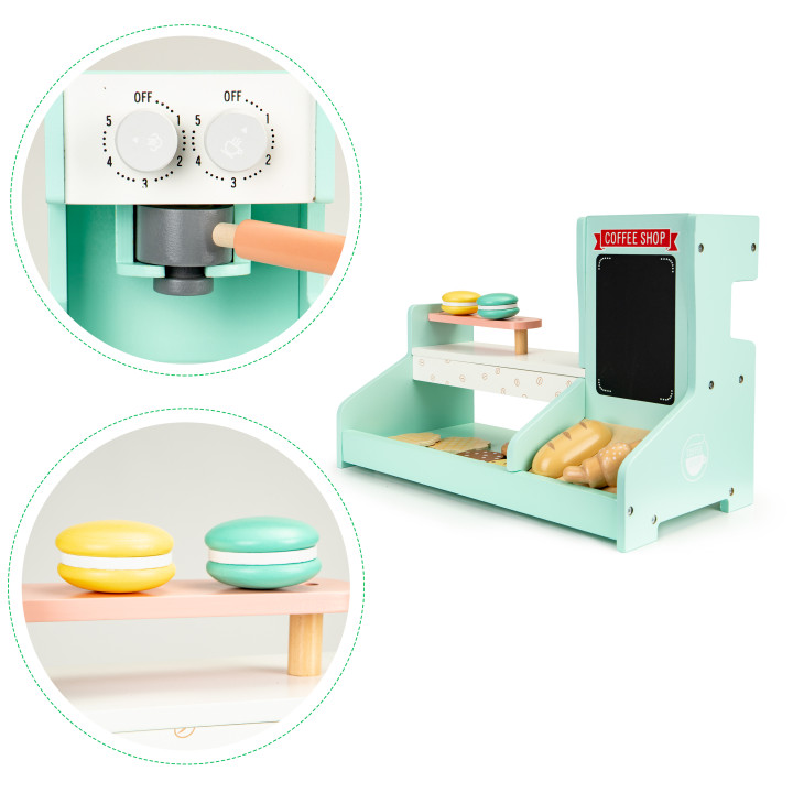Vaikiška medinė virtuvėlė + kavinė + konditerijos parduotuvėlė Ecotoys