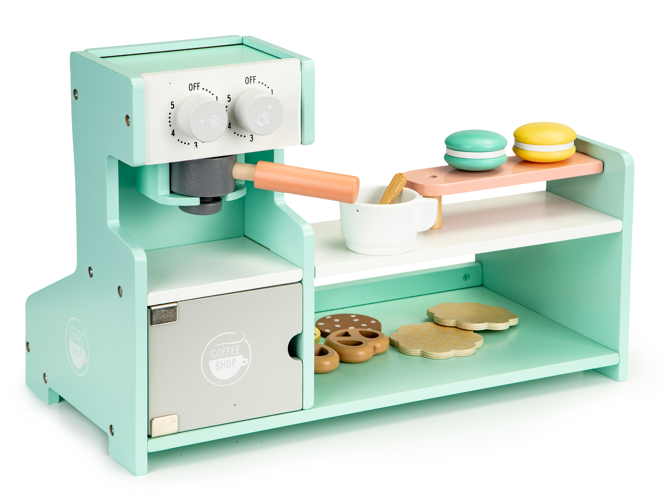 Vaikiška medinė virtuvėlė + kavinė + konditerijos parduotuvėlė Ecotoys
