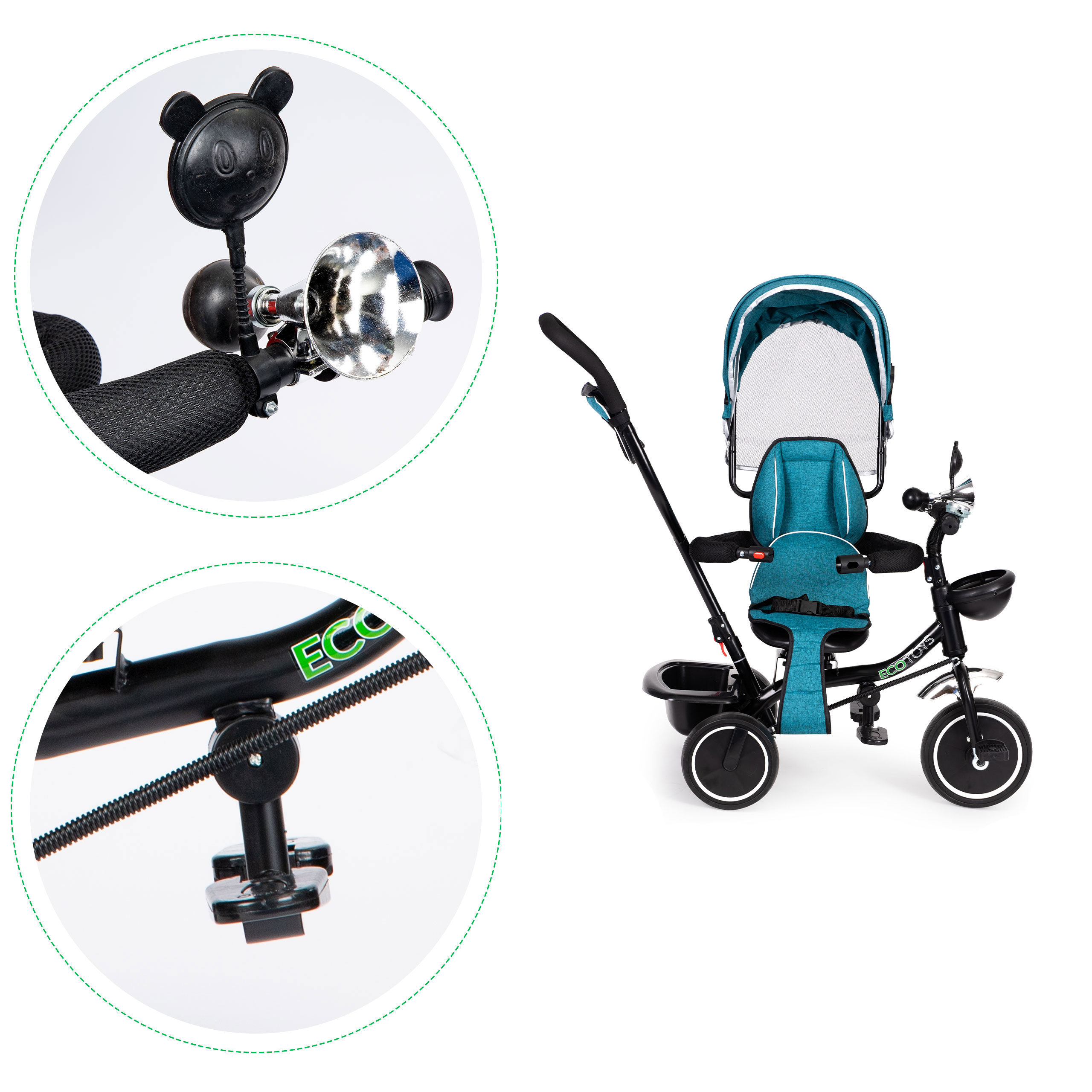 Triratukas, mėlyna,žalia - ecotoys