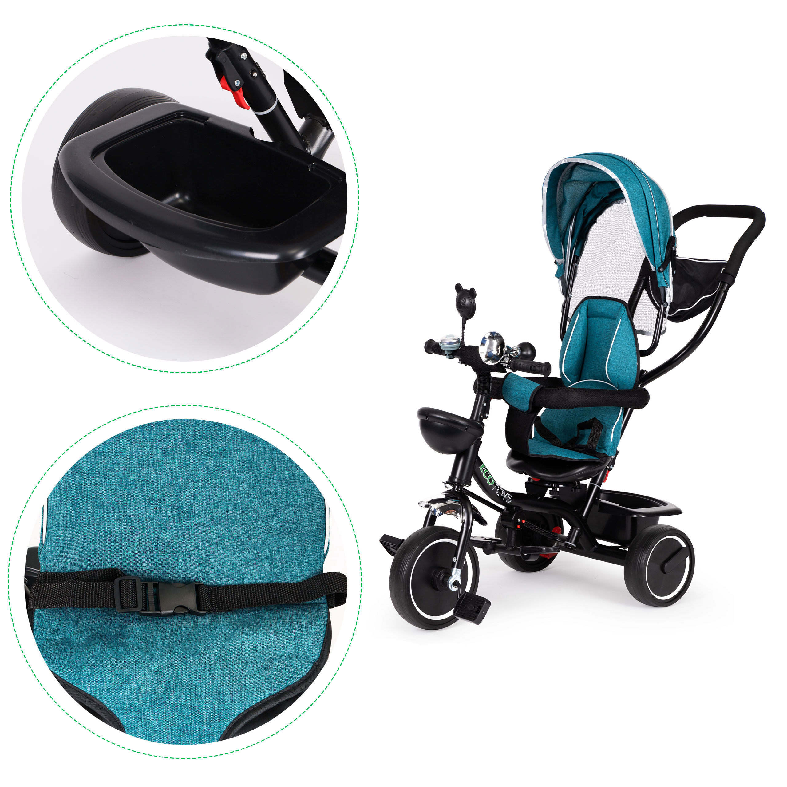 Triratukas, mėlyna,žalia - ecotoys