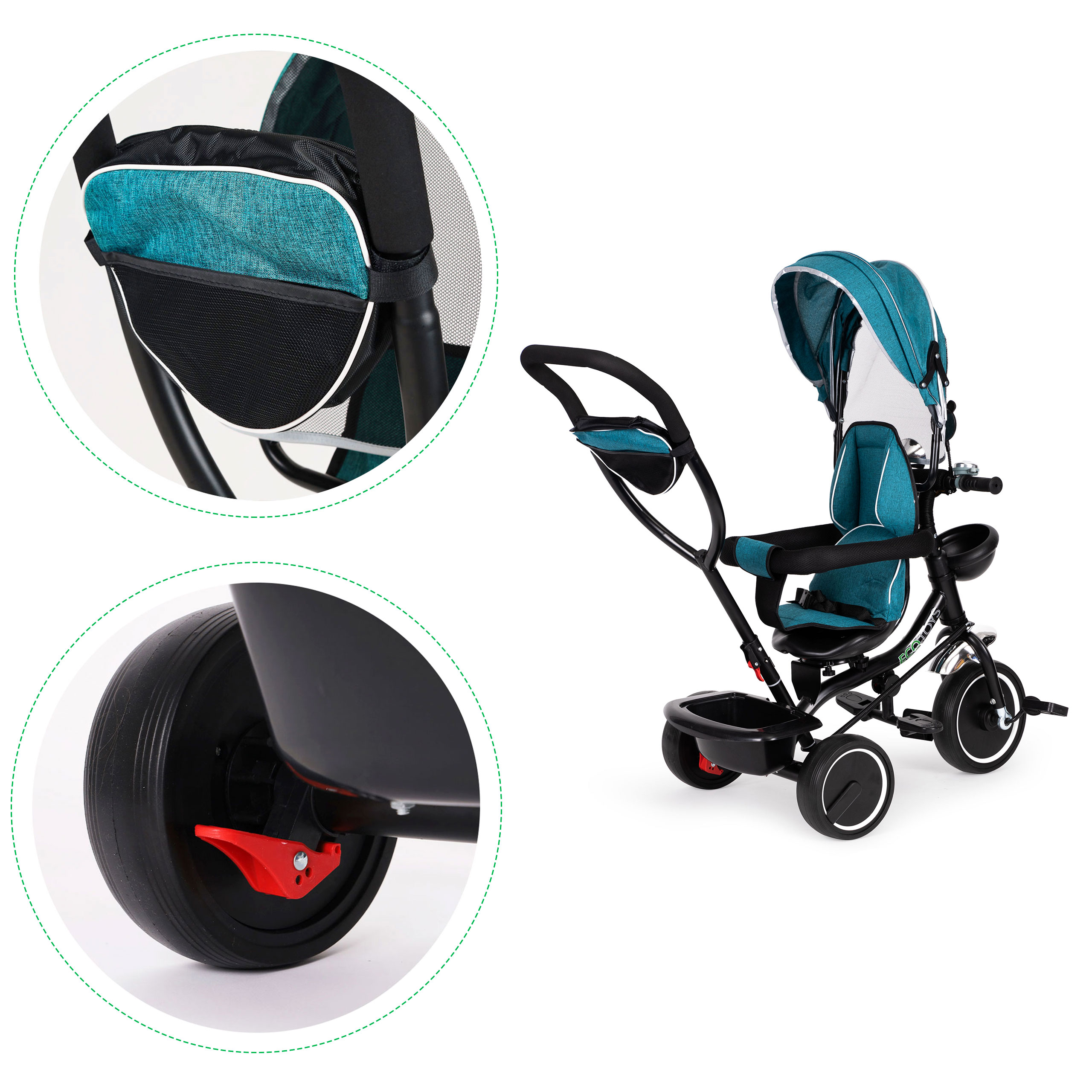 Triratukas, mėlyna,žalia - ecotoys