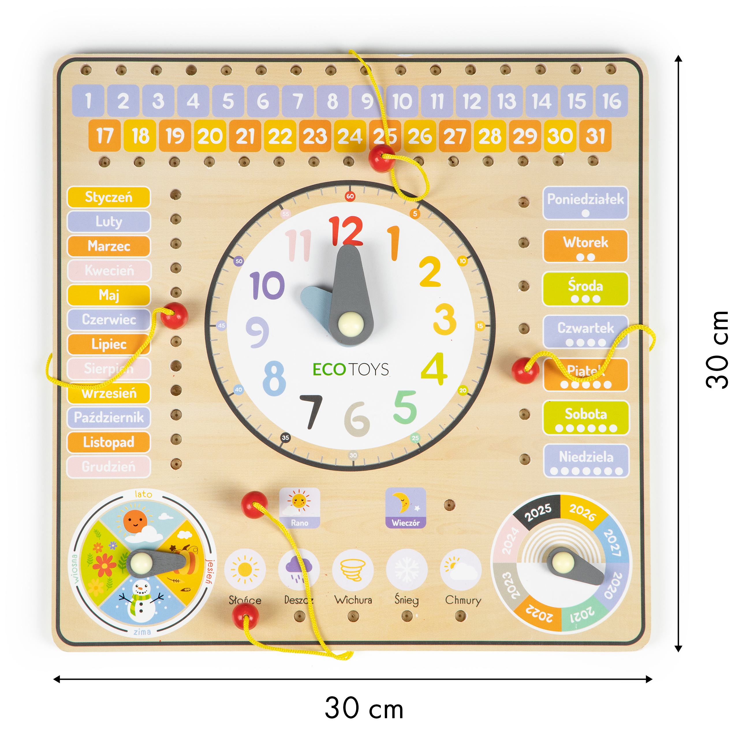Medinis edukacinis laikrodis-kalendorius ecotoys