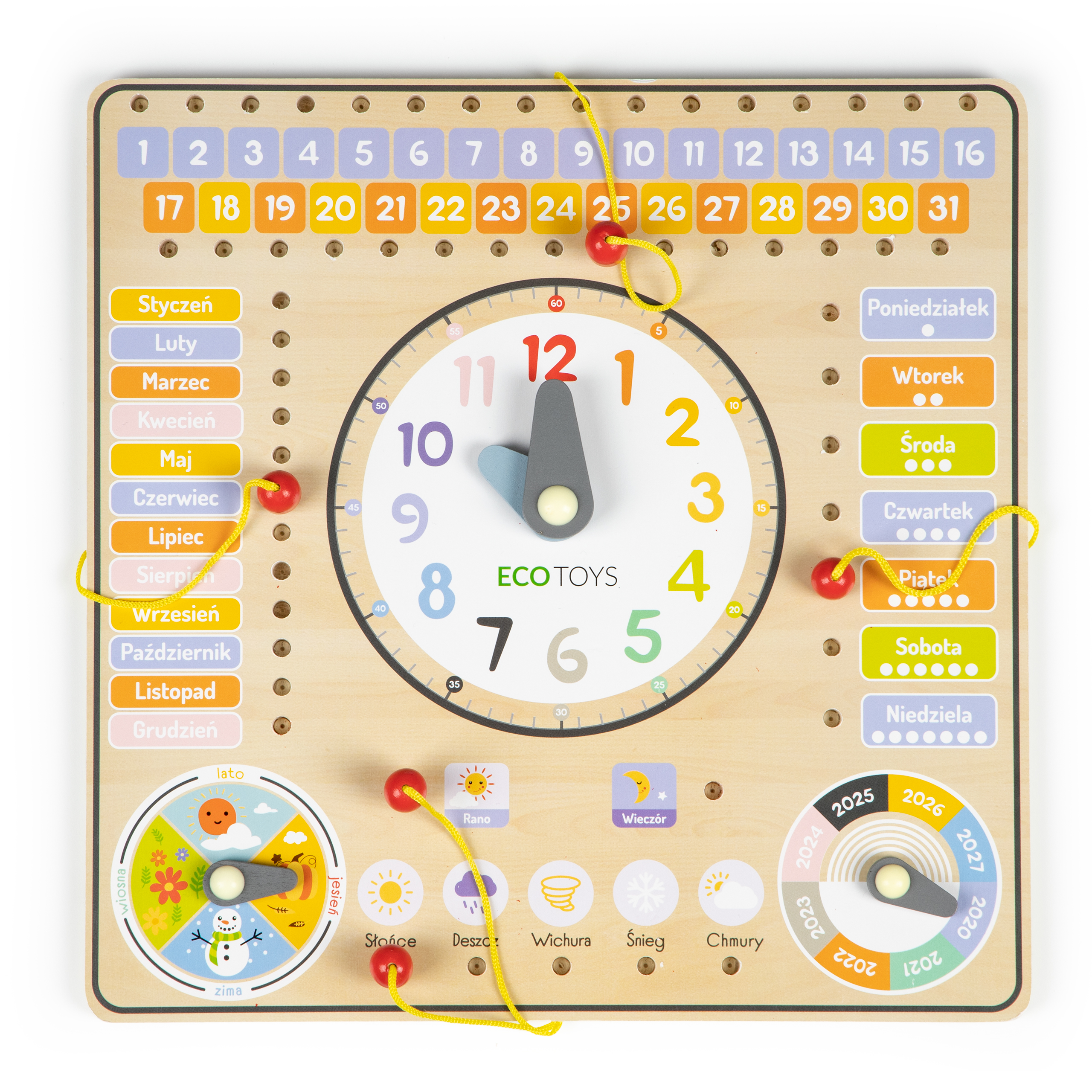 Medinis edukacinis laikrodis-kalendorius ecotoys