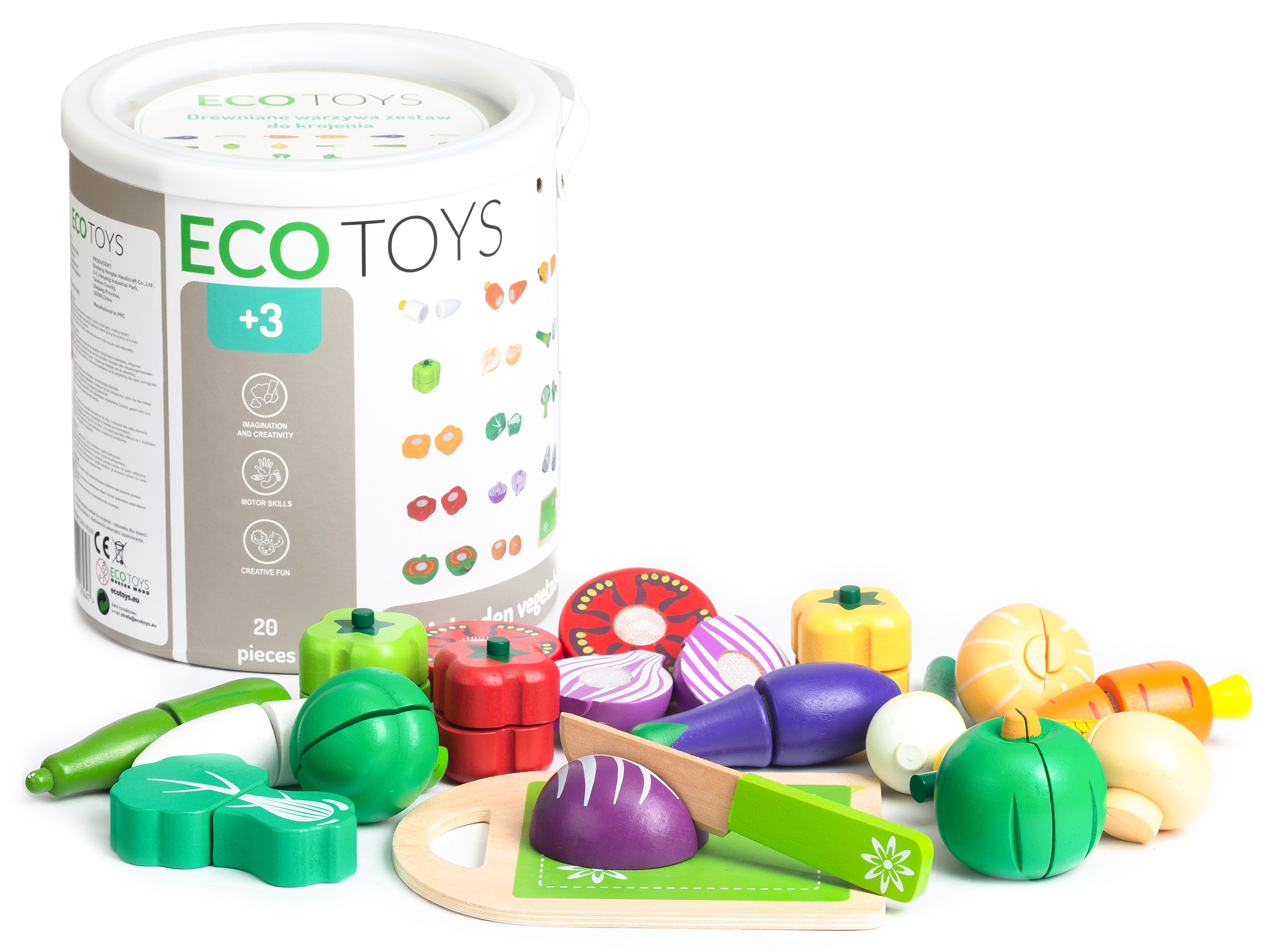 Medinės daržovės 20 vienetų „Ecotoys“