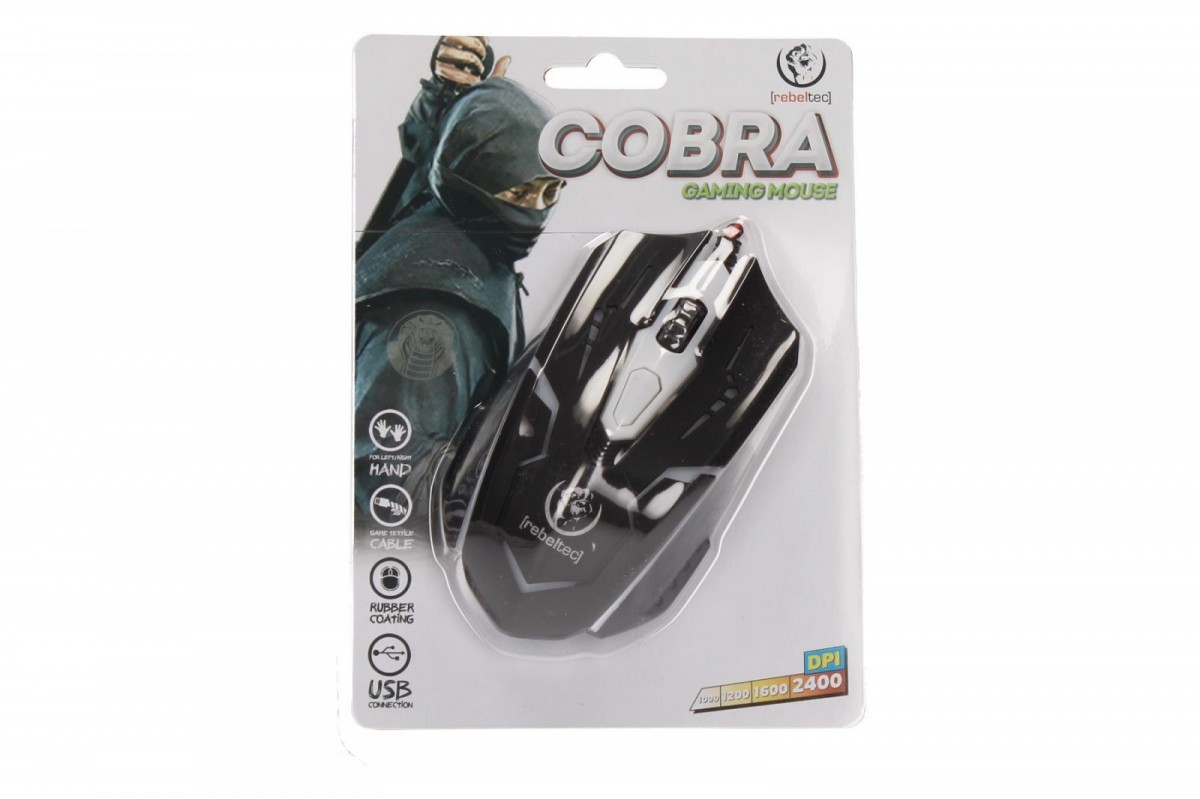 Laidinė pelė rebeltec cobra, juoda/balta