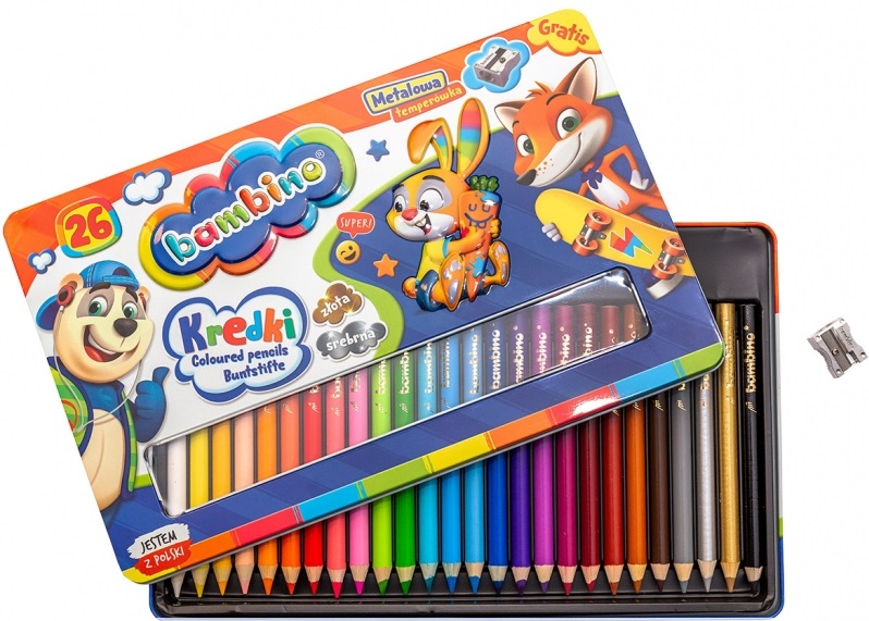 Spalvoti pieštukai bambino, 26 spalv.