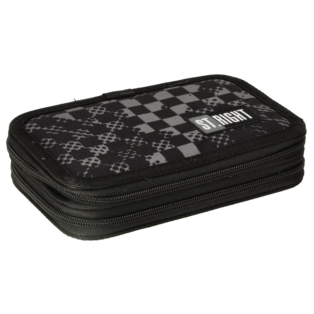 Dvigubas pieštukinės dėklas su priedais chessboard crush