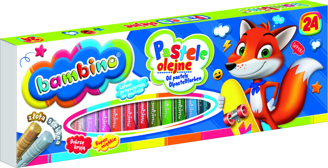 Bambino pastelės aliejinės kreidelės 24 spalvos