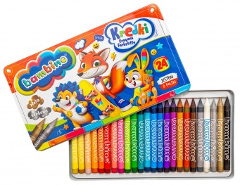 BAMBINO kreidelės metalinėje dėžutėje 24 temperos spalvos.