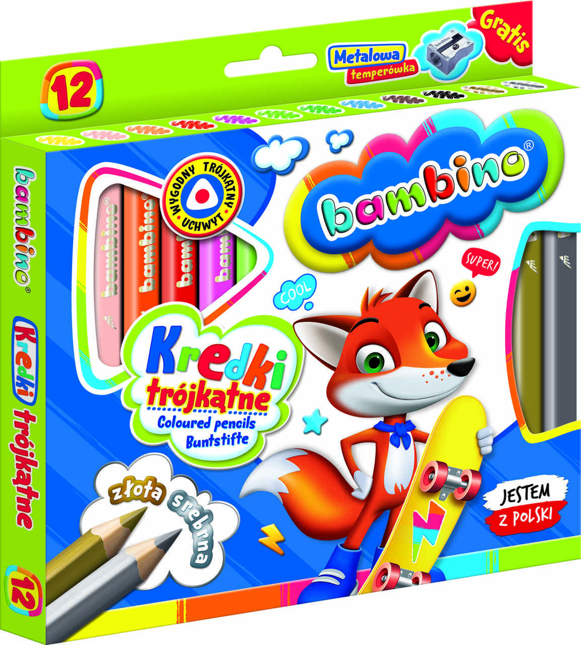 Pieštukai su drožtuku bambino, 12vnt.