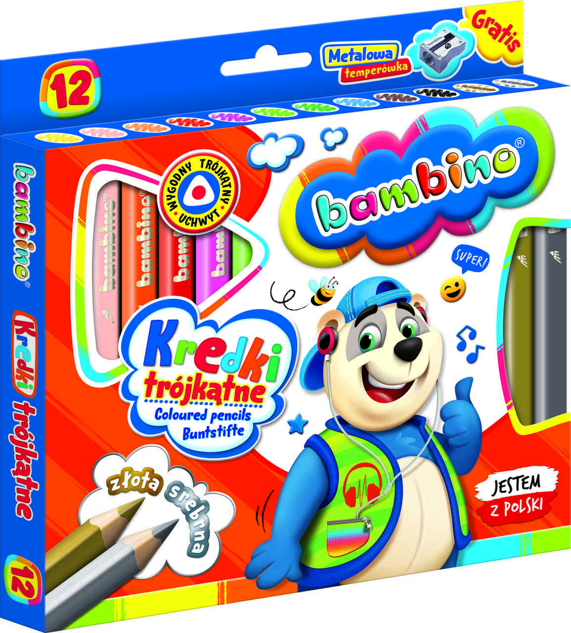 Pieštukai su drožtuku bambino, 12vnt.