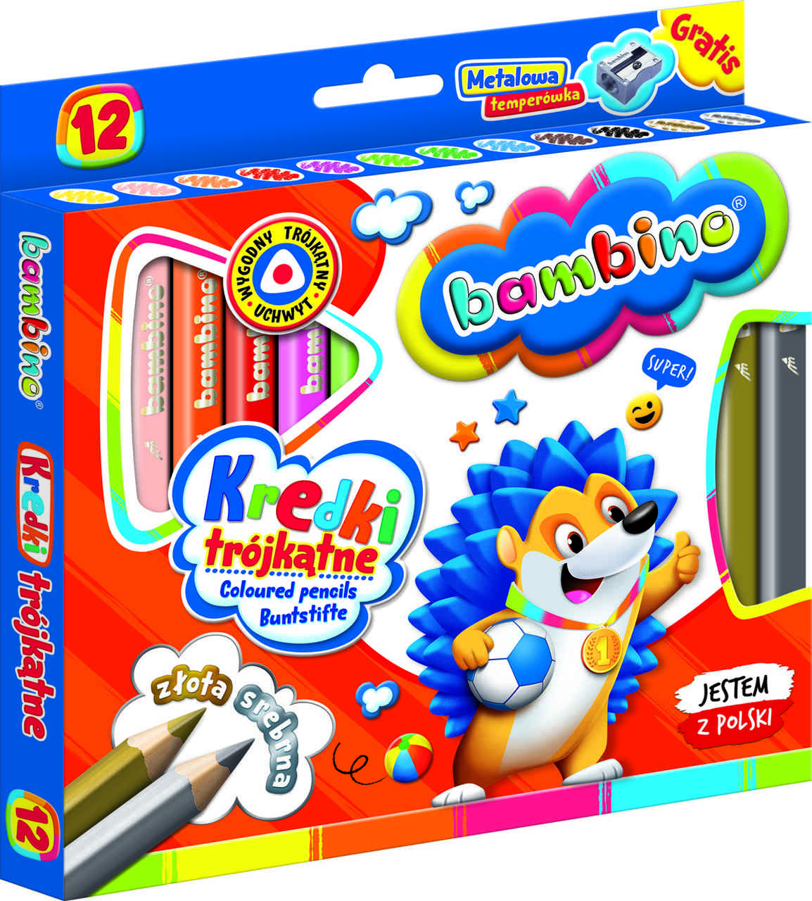 Pieštukai su drožtuku bambino, 12vnt.