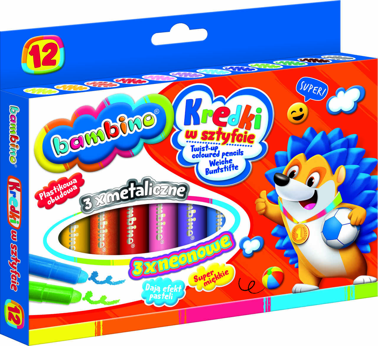Bambino lipniosios kreidelės 12 spalvų