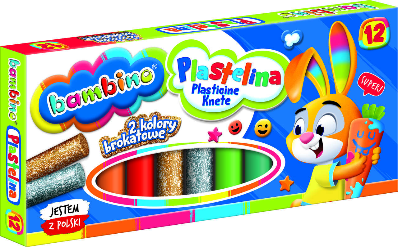 Bambino klasikinis plastilinas 12 spalvų
