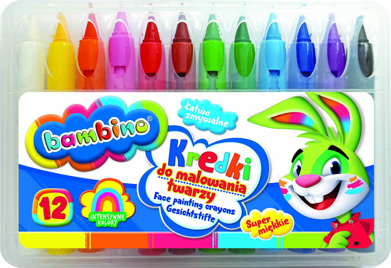 Bambino pieštukai veidui tapyti 12 spalvų
