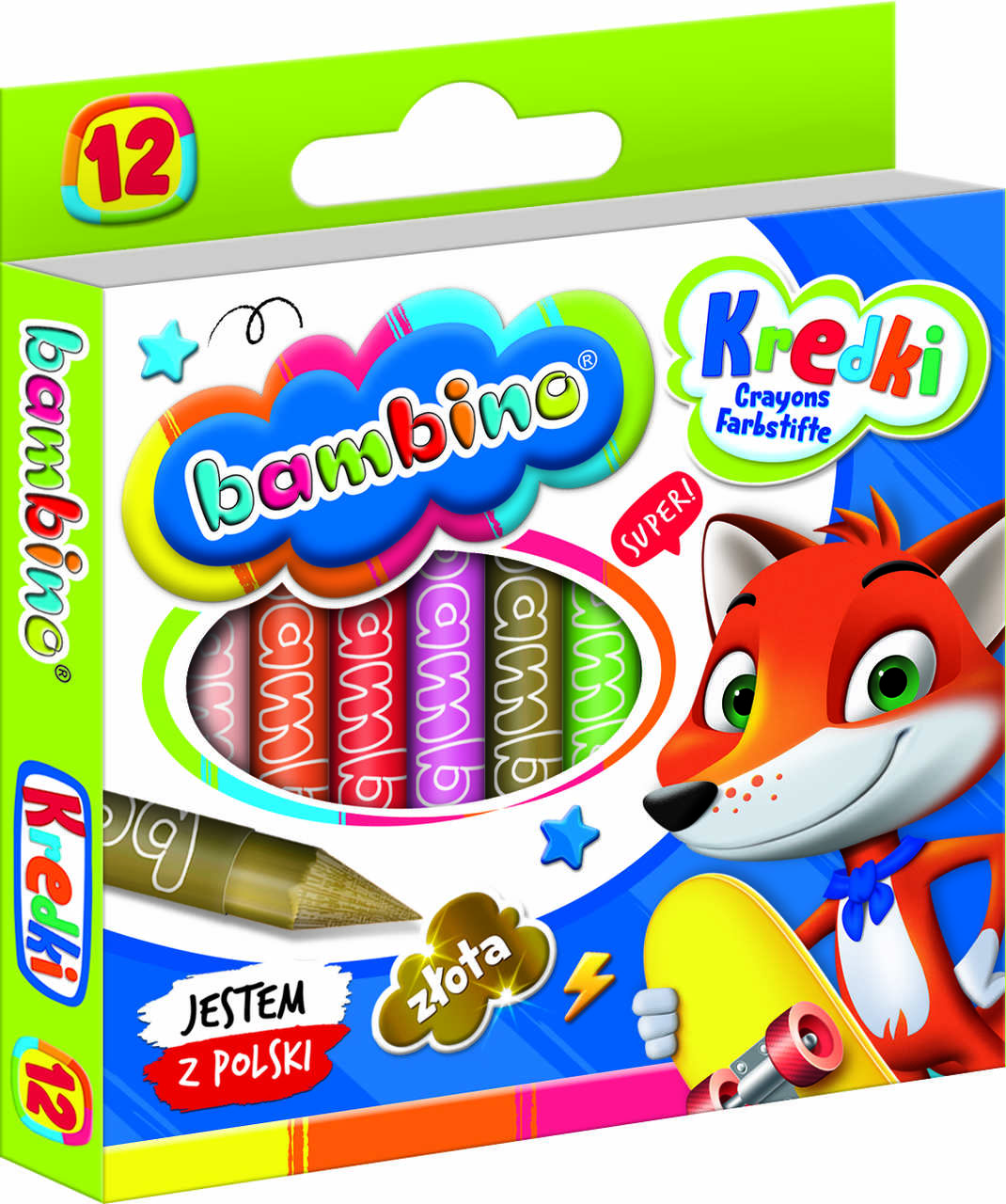 Grafinės kreidelės bambino, 12 spalvų