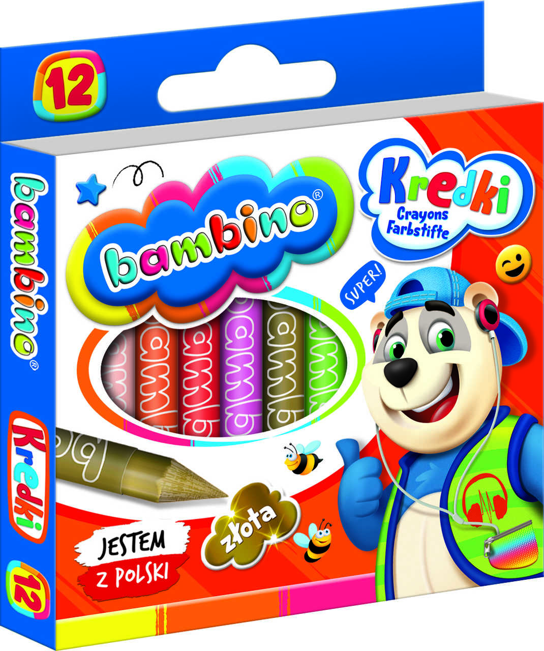 Grafinės kreidelės bambino, 12 spalvų