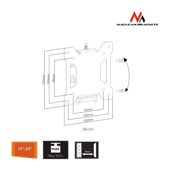 Tv laikiklis maclean mc-596 13-23”