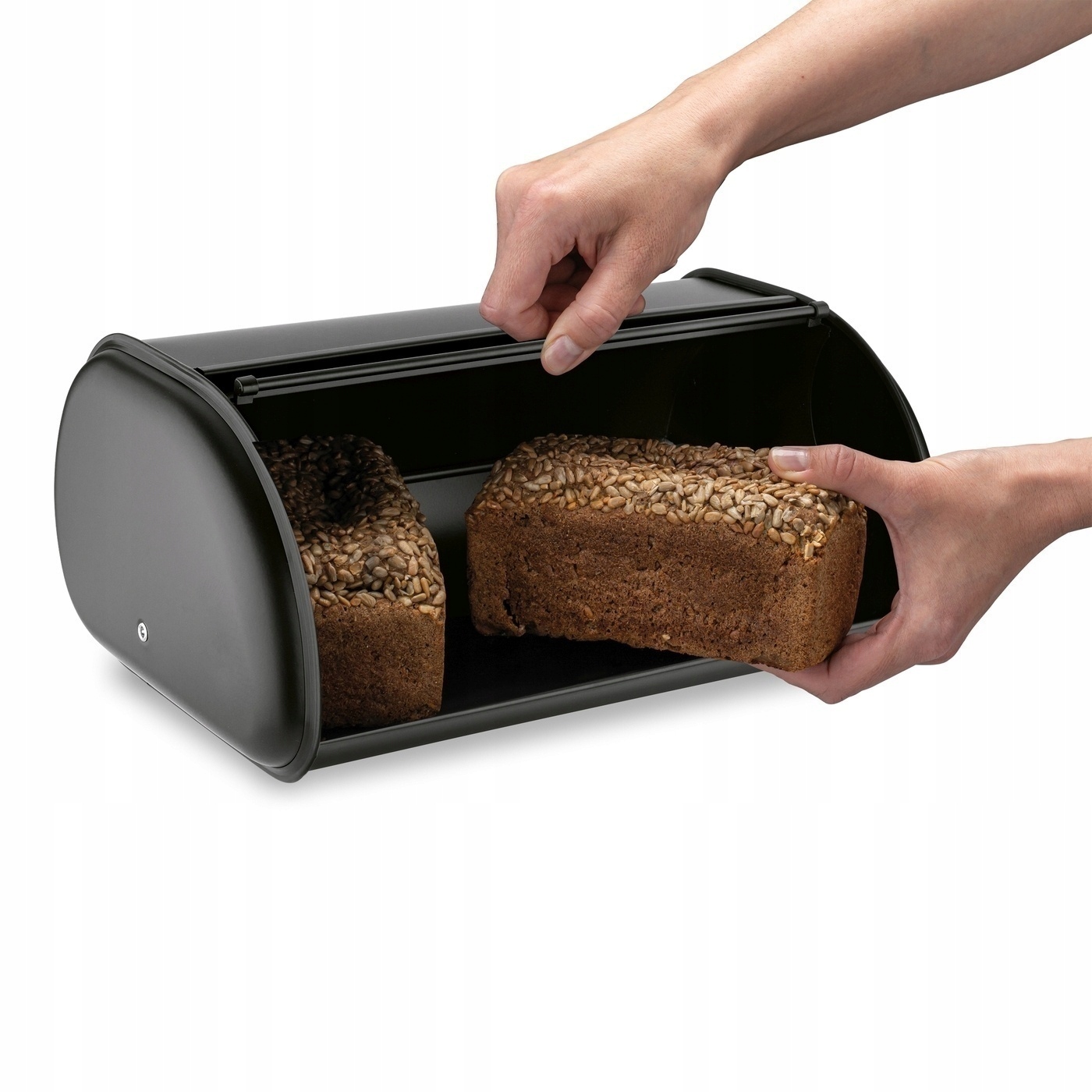 Duoninės ir dviejų prieskonių indelių rinkinys tadar satino black - 43.5x27.5x18.5 cm, 2x140 ml, juodos spalvos